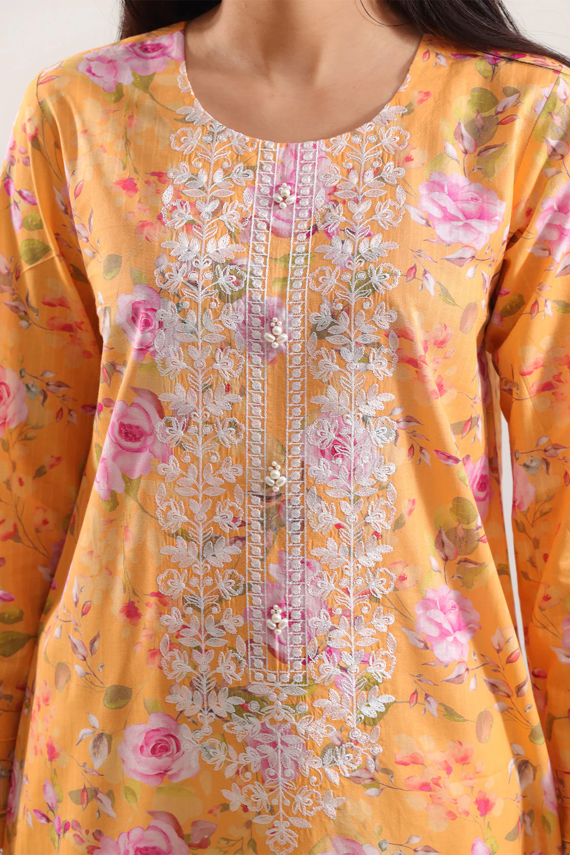 Unstitched Printed Embroidered Strip Lawn 3 Piece With Chiffon Dupatta - Image 5