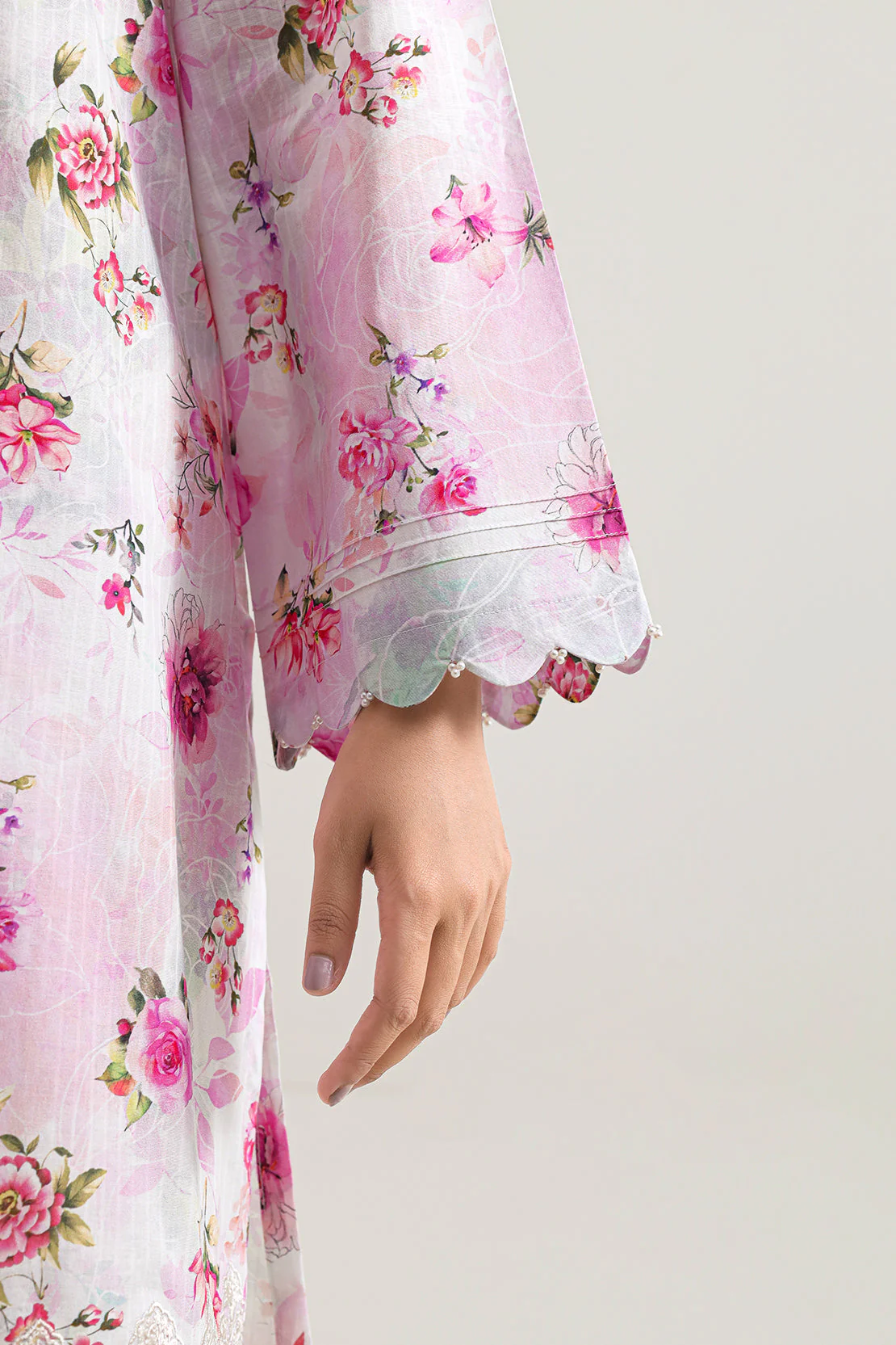 Unstitched Printed Embroidered Strip Lawn 3 Piece With Chiffon Dupatta - Image 5