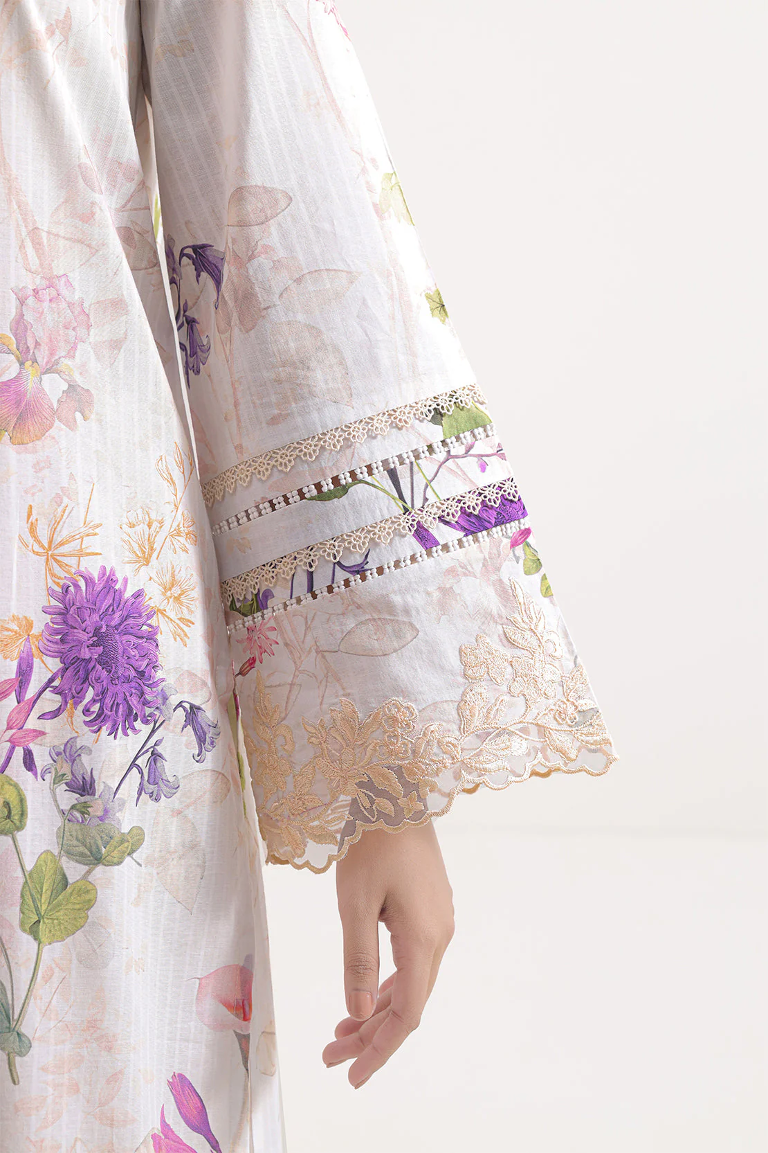 Unstitched Printed Embroidered Strip Lawn 3 Piece - Image 3