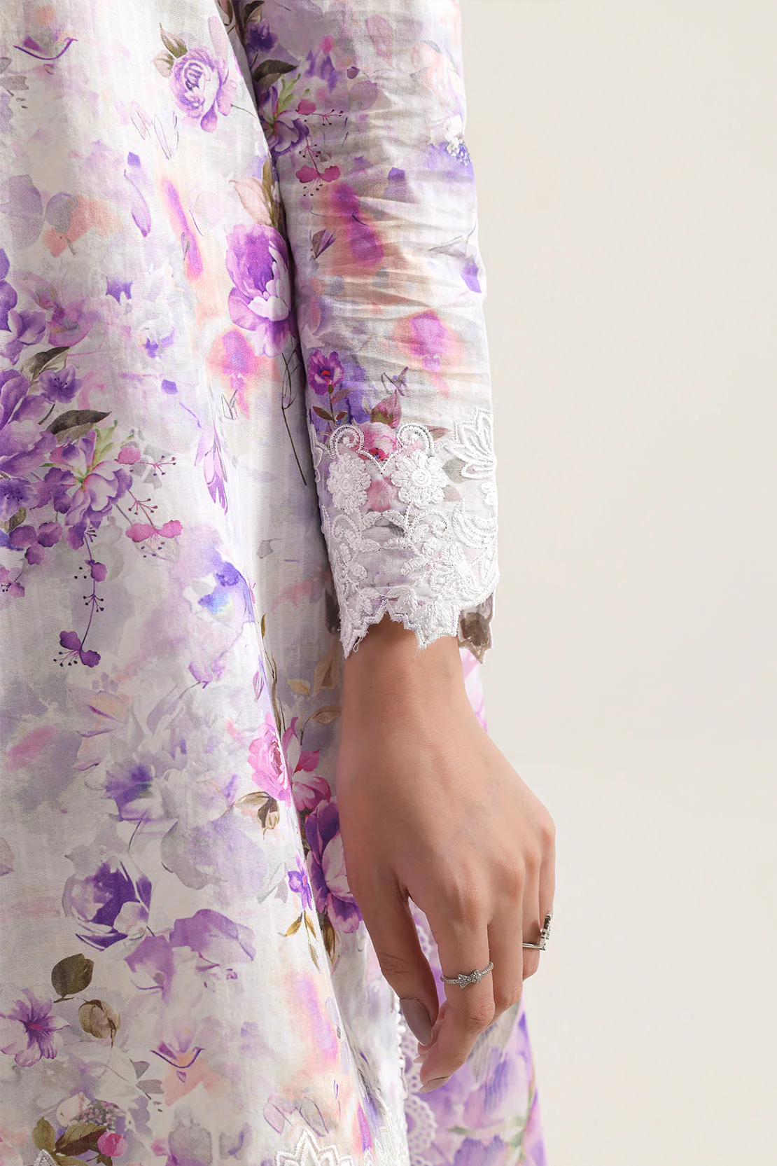 Unstitched Printed Embroidered Strip Lawn 3 Piece - Image 5