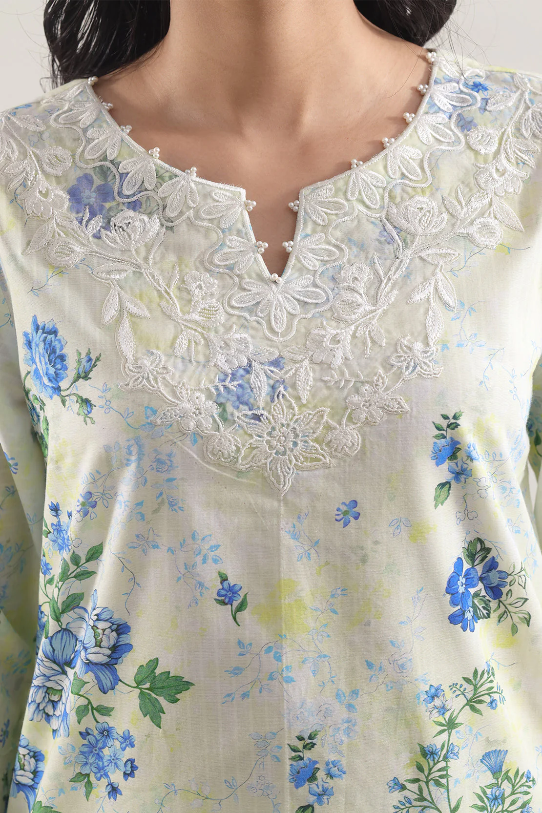 Unstitched Printed Embroidered Strip Lawn 3 Piece - Image 3