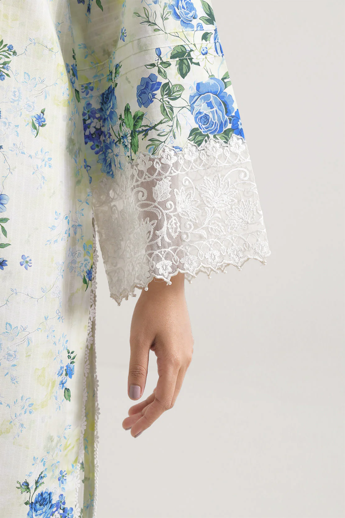 Unstitched Printed Embroidered Strip Lawn 3 Piece - Image 4