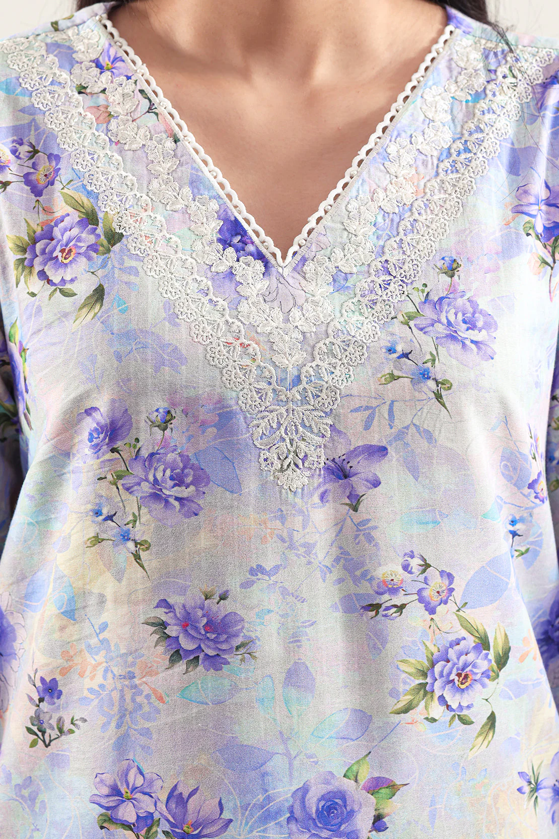 Unstitched Printed Embroidered Strip Lawn 3 Piece - Image 3
