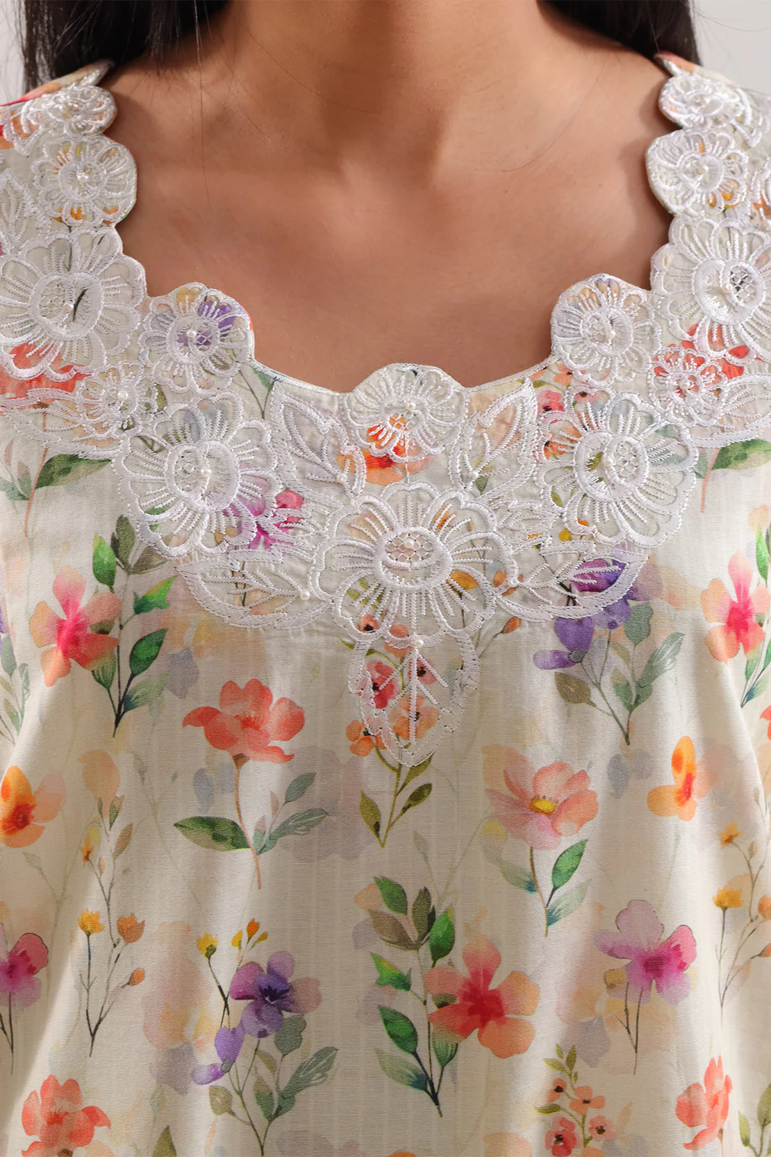 Unstitched Printed Embroidered Strip Lawn 3 Piece - Image 3