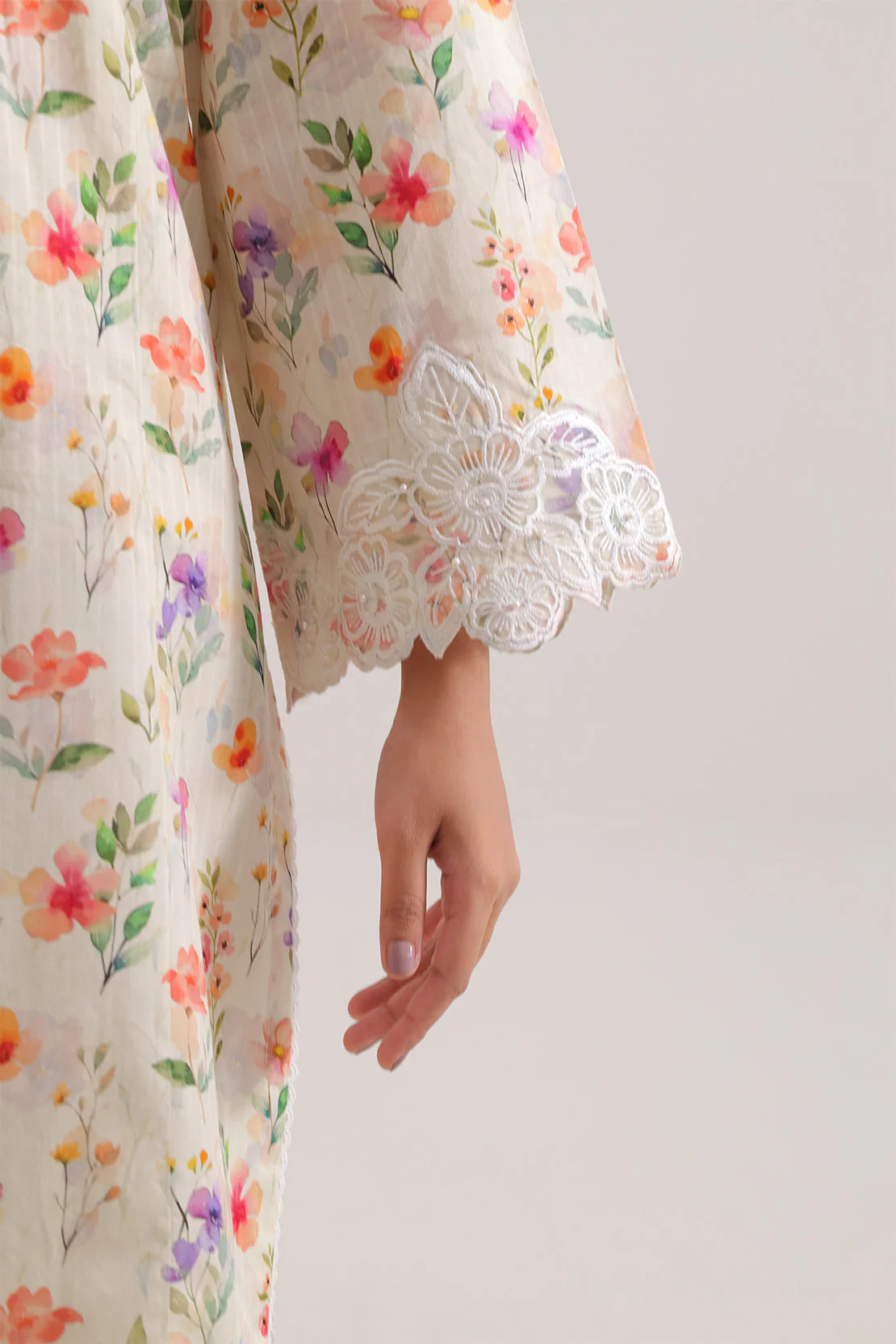 Unstitched Printed Embroidered Strip Lawn 3 Piece - Image 4