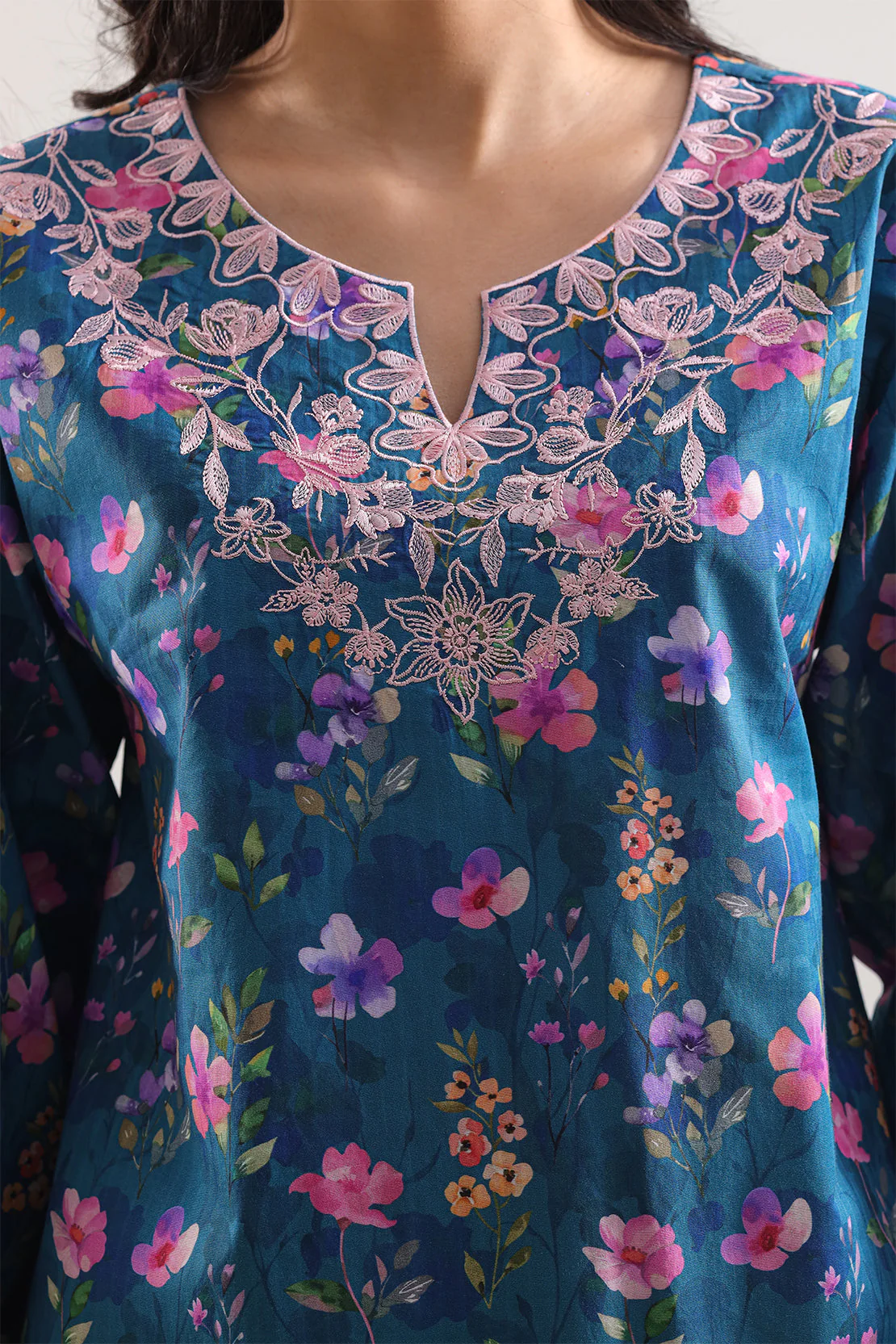 Unstitched Printed Embroidered Strip Lawn 3 Piece - Image 4