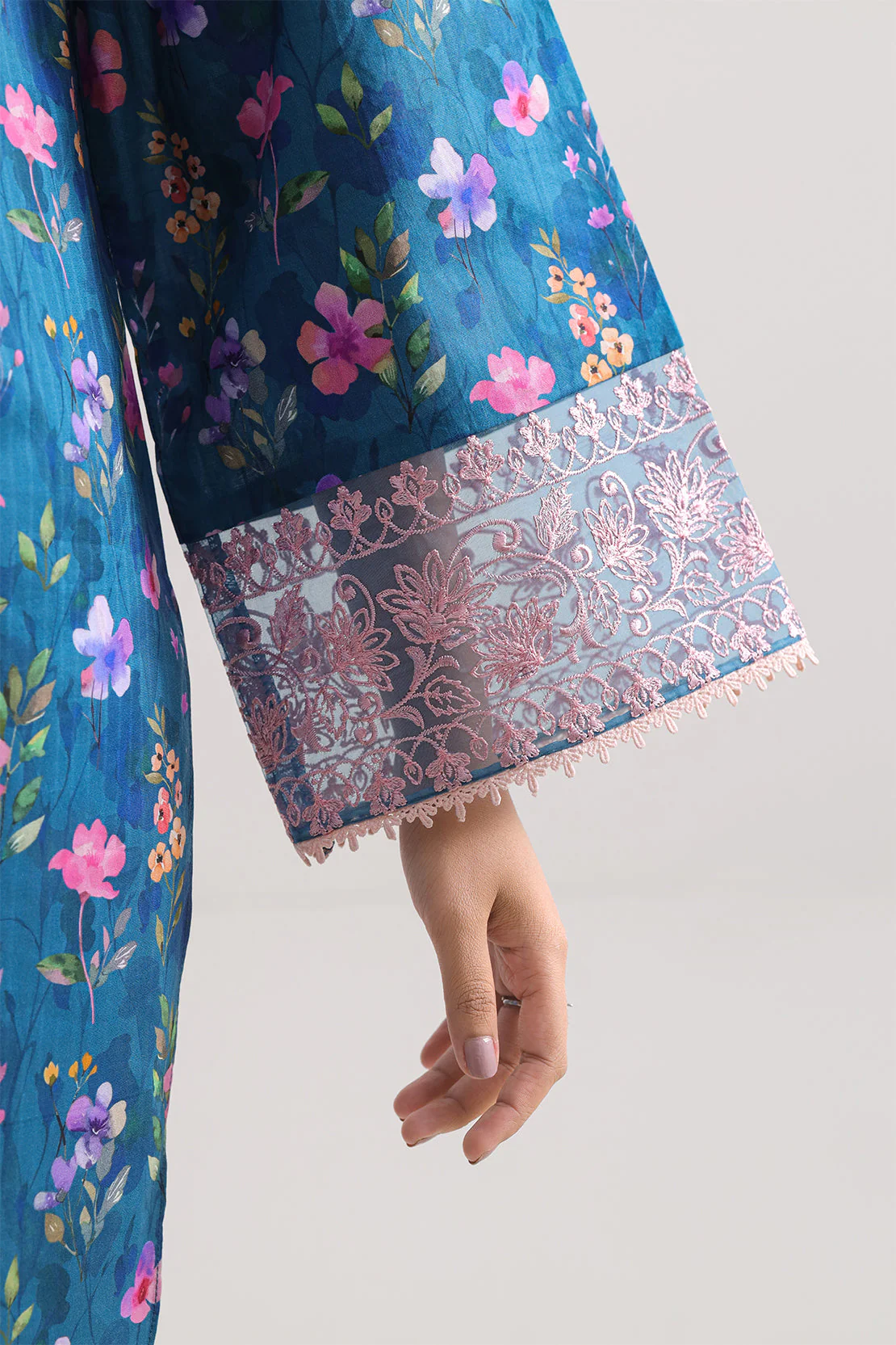Unstitched Printed Embroidered Strip Lawn 3 Piece - Image 5