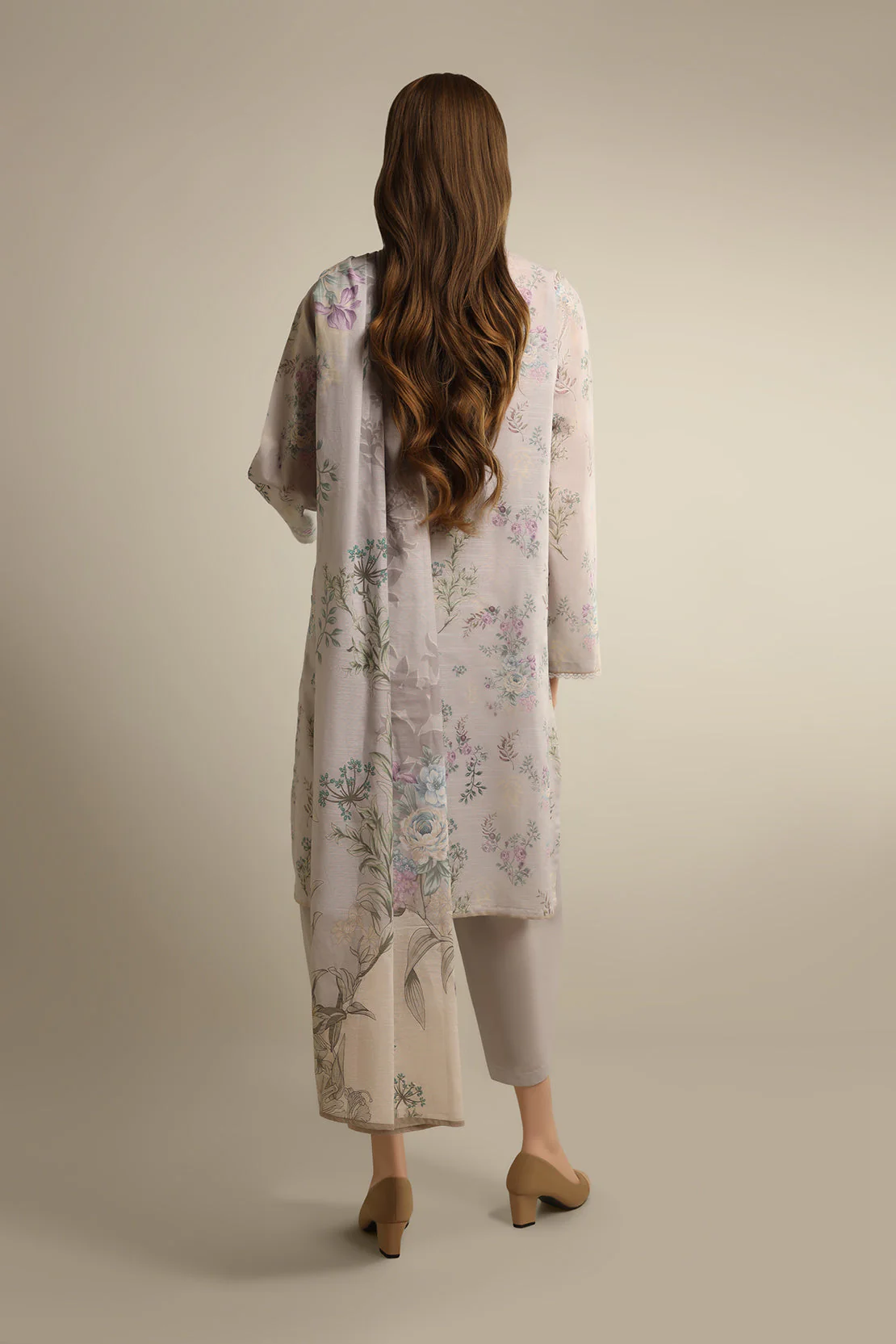 Unstitched Printed Herringbone 2 Piece (Shirt/Dupatta) - Image 2