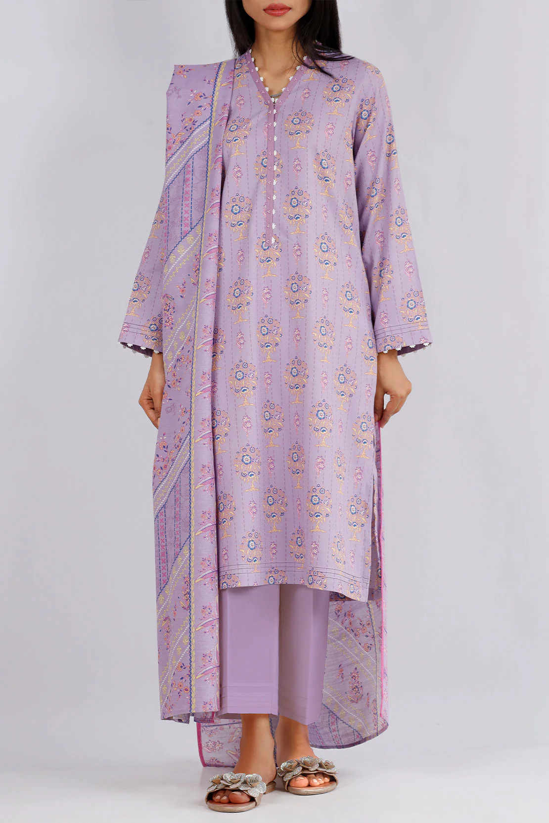 Unstitched Printed Jacquard Khaddar 3 Piece