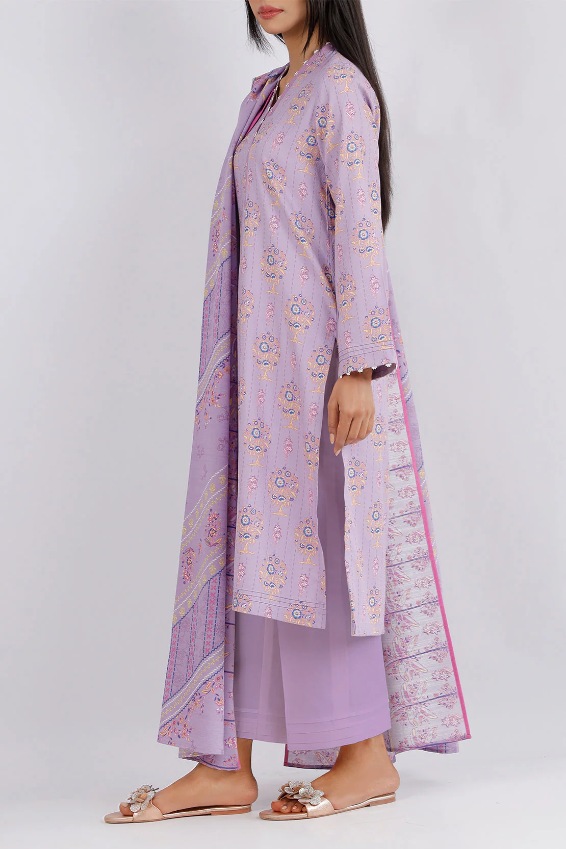 Unstitched Printed Jacquard Khaddar 3 Piece - Image 2