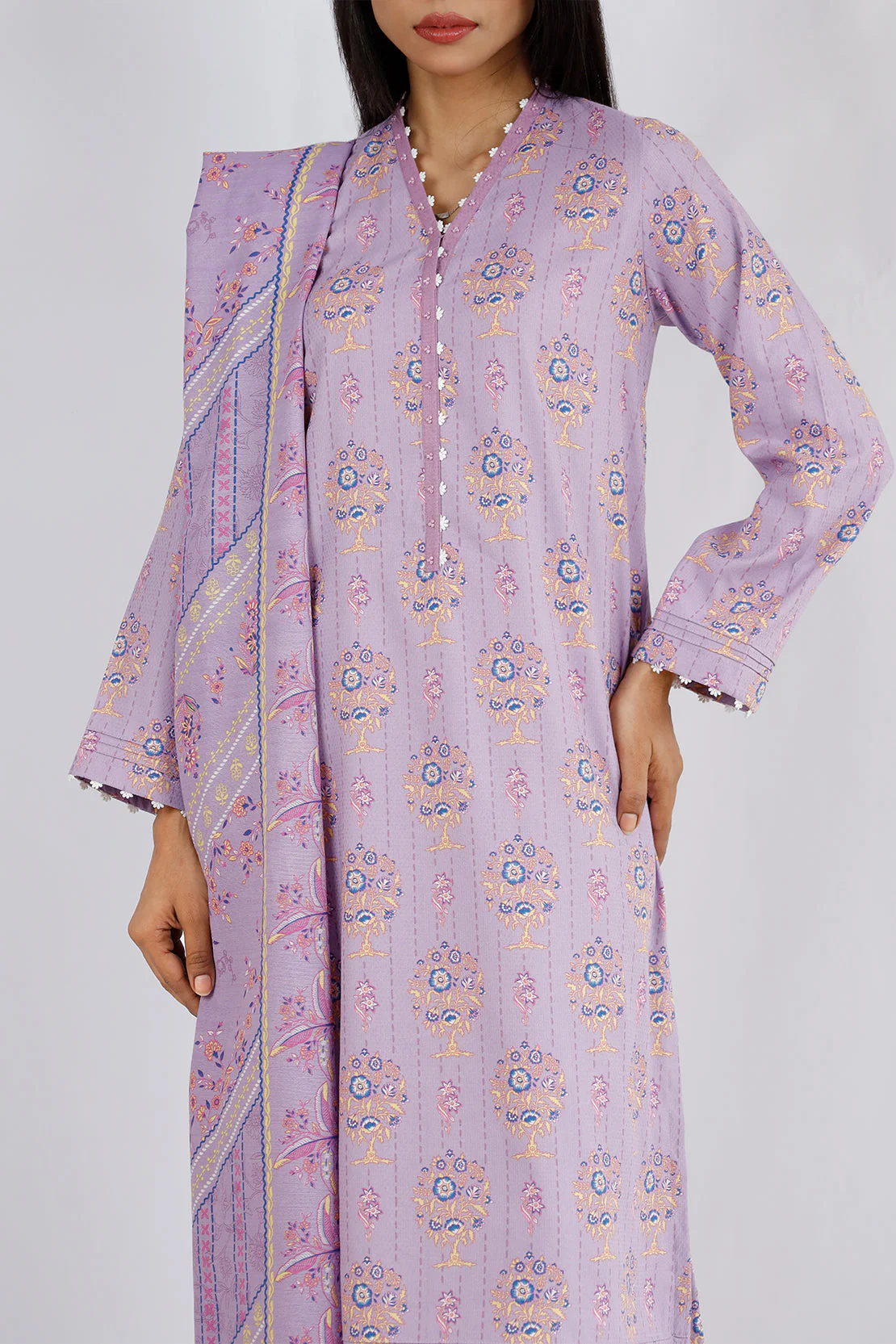 Unstitched Printed Jacquard Khaddar 3 Piece - Image 3