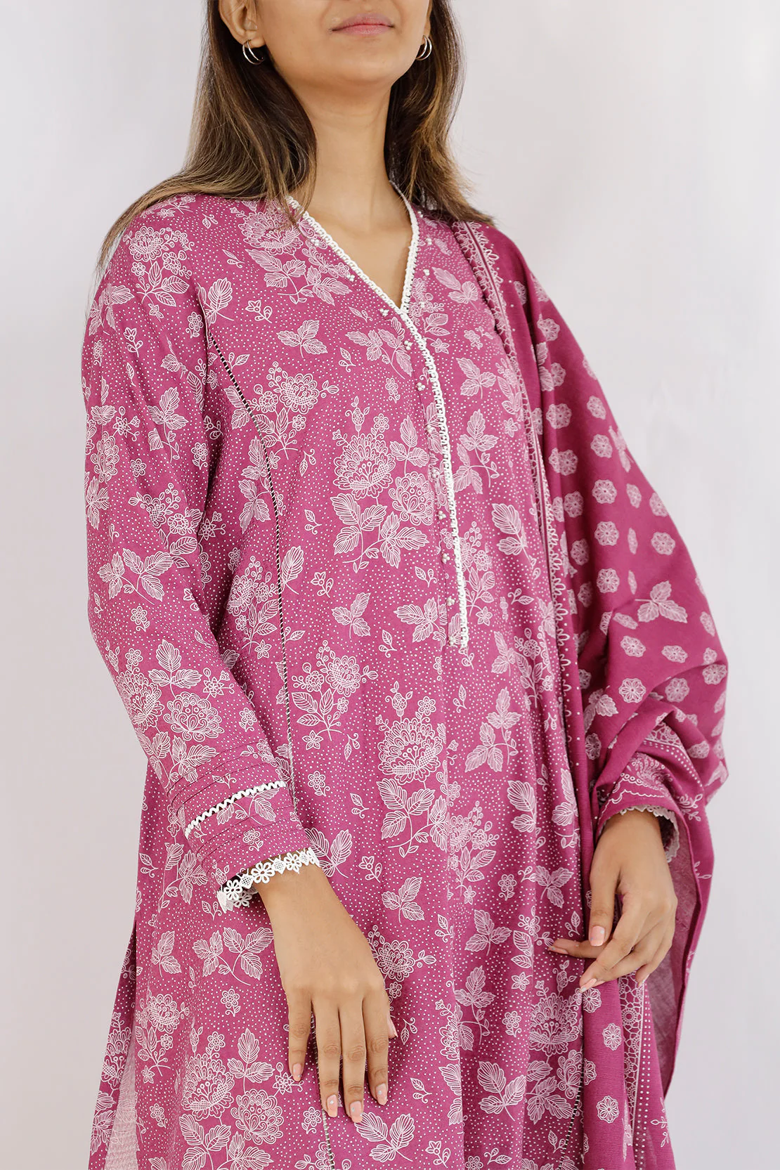 Unstitched Printed Jacquard Khaddar 3 Piece - Image 4