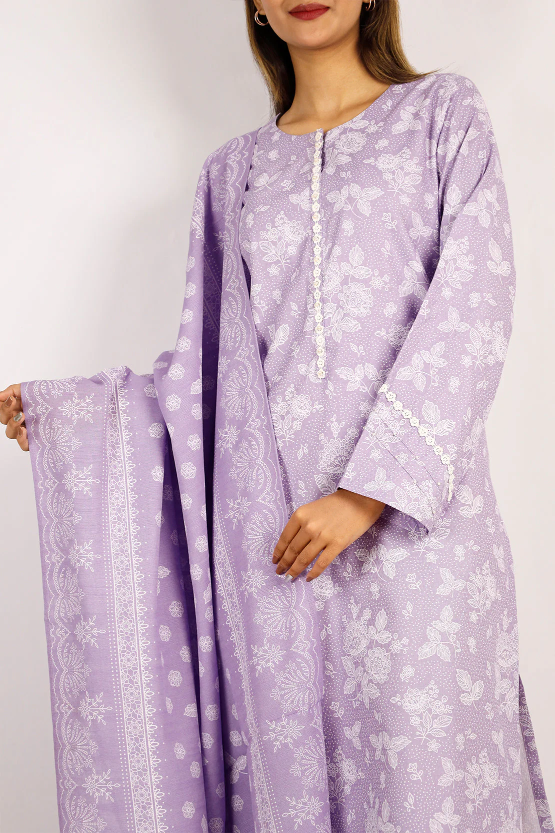 Unstitched Printed Jacquard Khaddar 3 Piece - Image 3