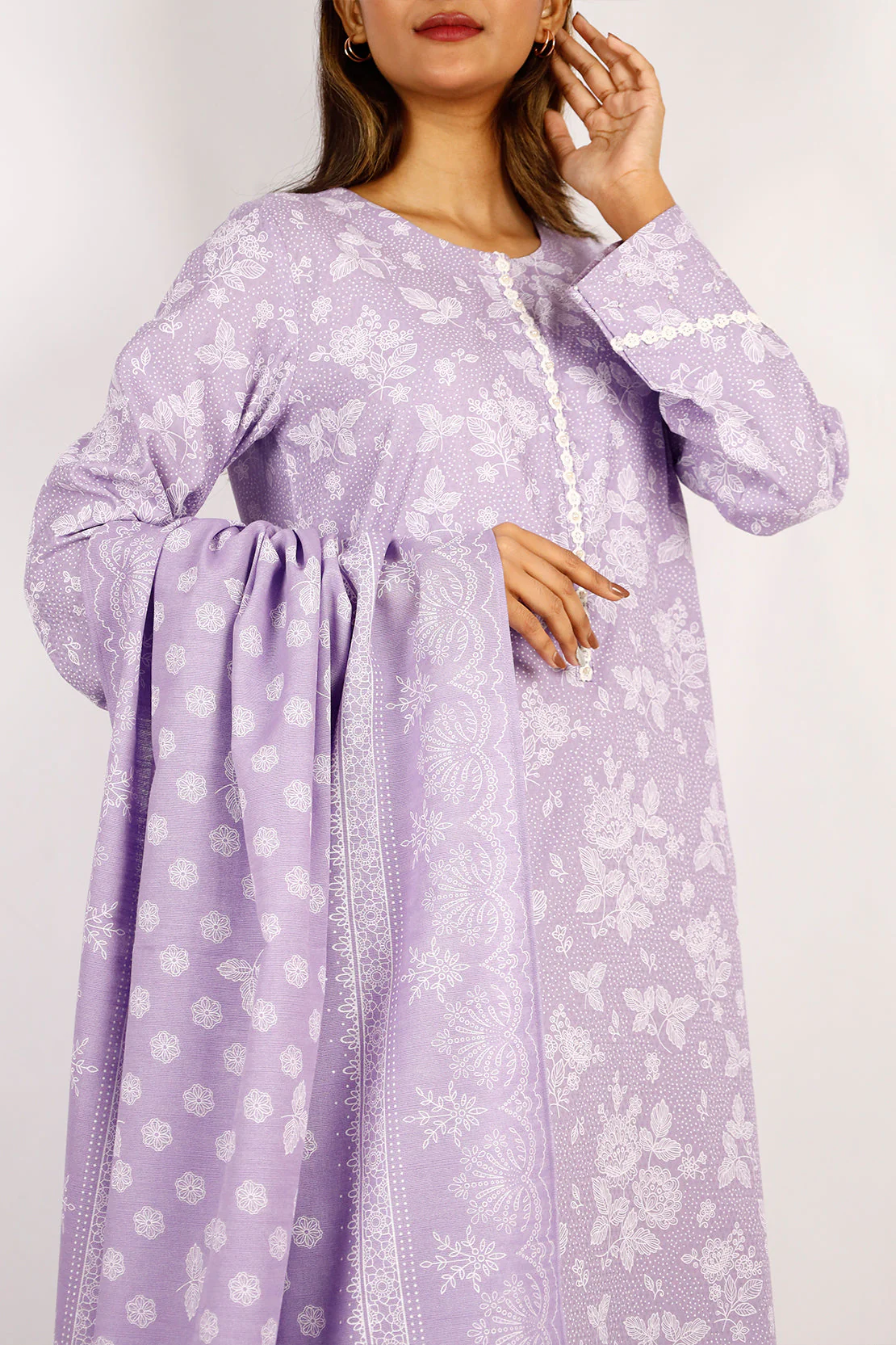 Unstitched Printed Jacquard Khaddar 3 Piece - Image 4