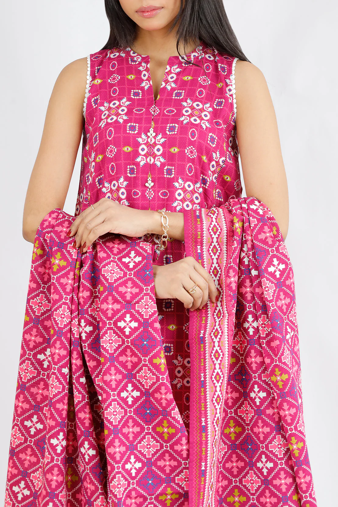 Unstitched Printed Jacquard Khaddar 3 Piece - Image 5