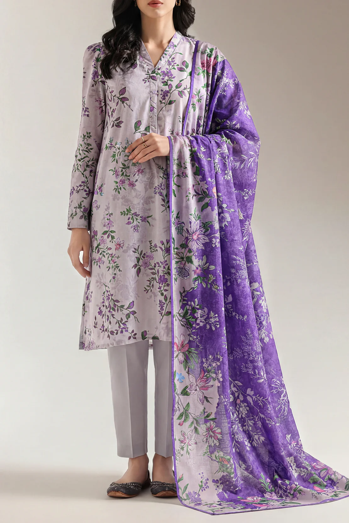 Unstitched Printed Karandi 3 Piece