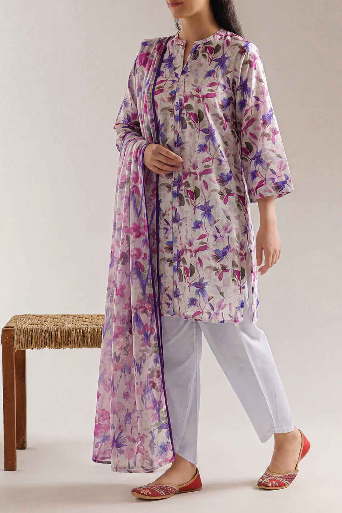 Unstitched Printed Karandi 3 Piece
