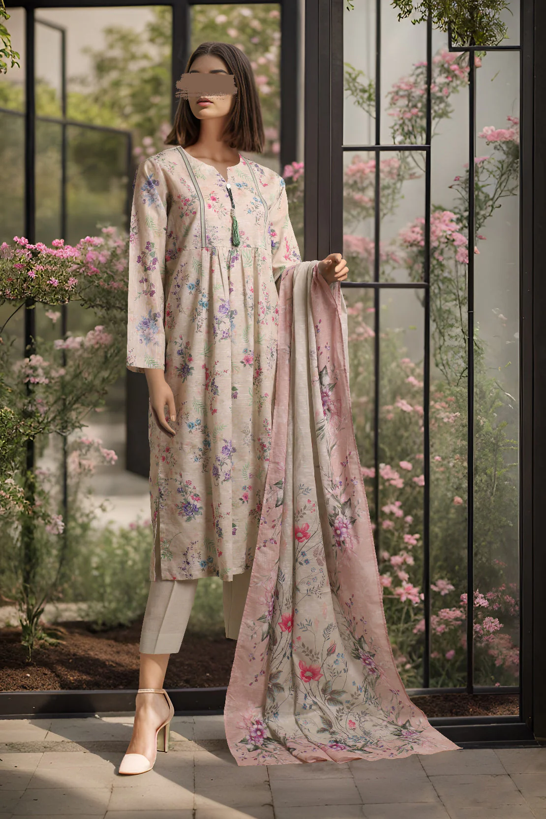 Unstitched Printed Karandi Shirt
