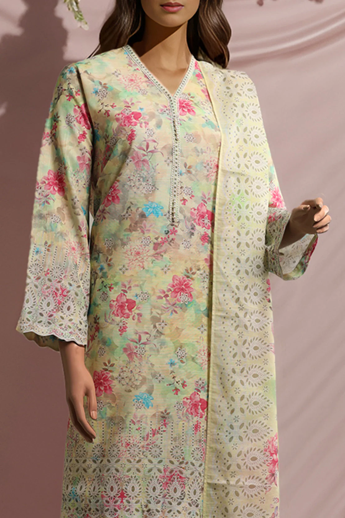 Unstitched Printed Khaddar 2 Piece (Shirt/Dupatta)