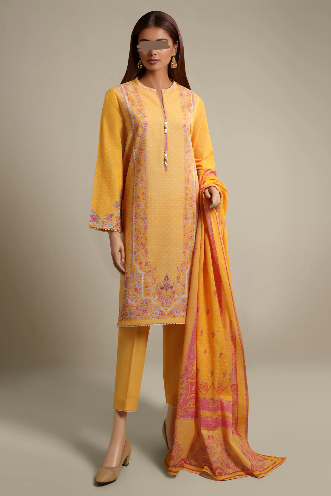 Unstitched Printed Khaddar 2 Piece (Shirt/Dupatta)