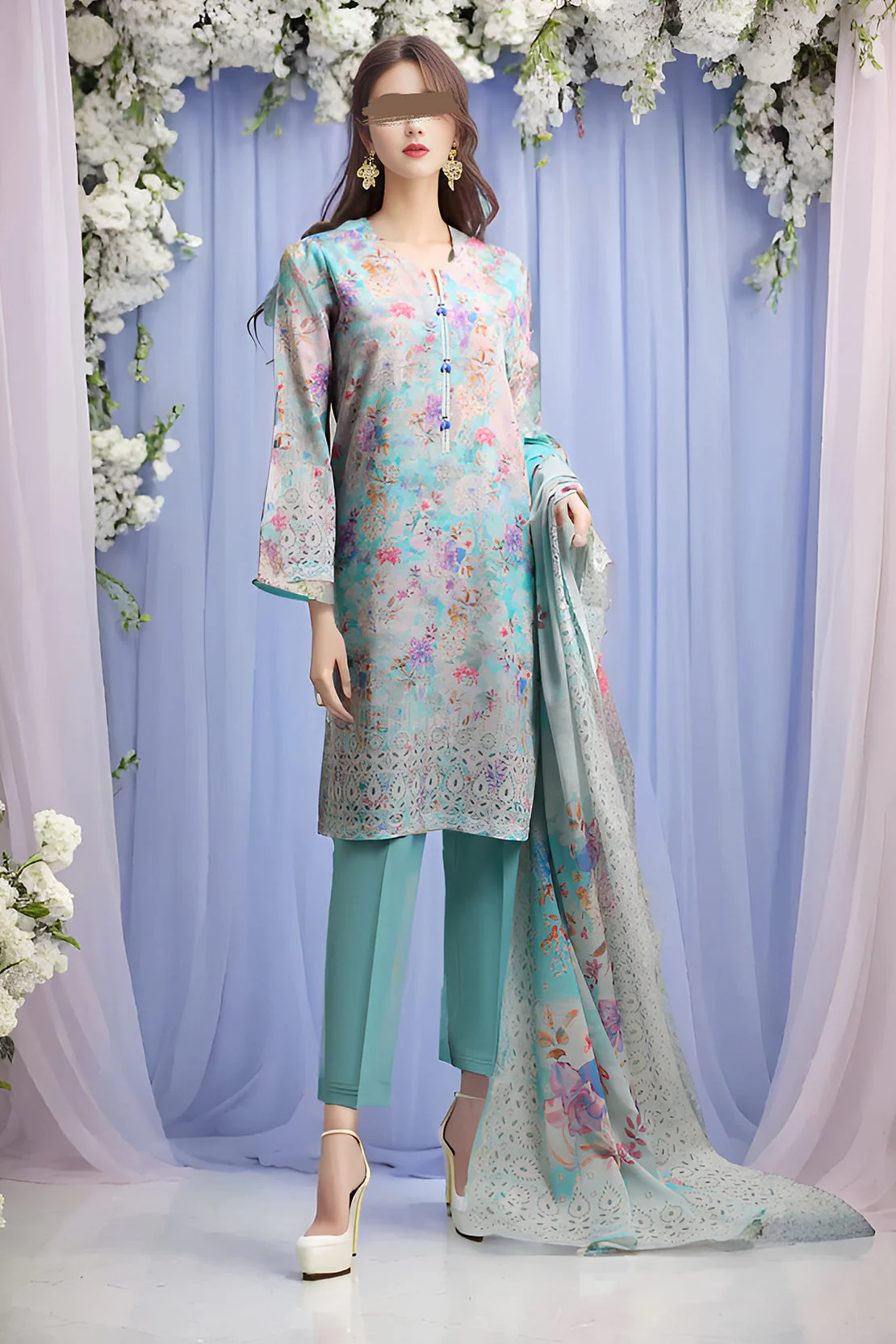 Unstitched Printed Khaddar 2 Piece (Shirt/Dupatta)