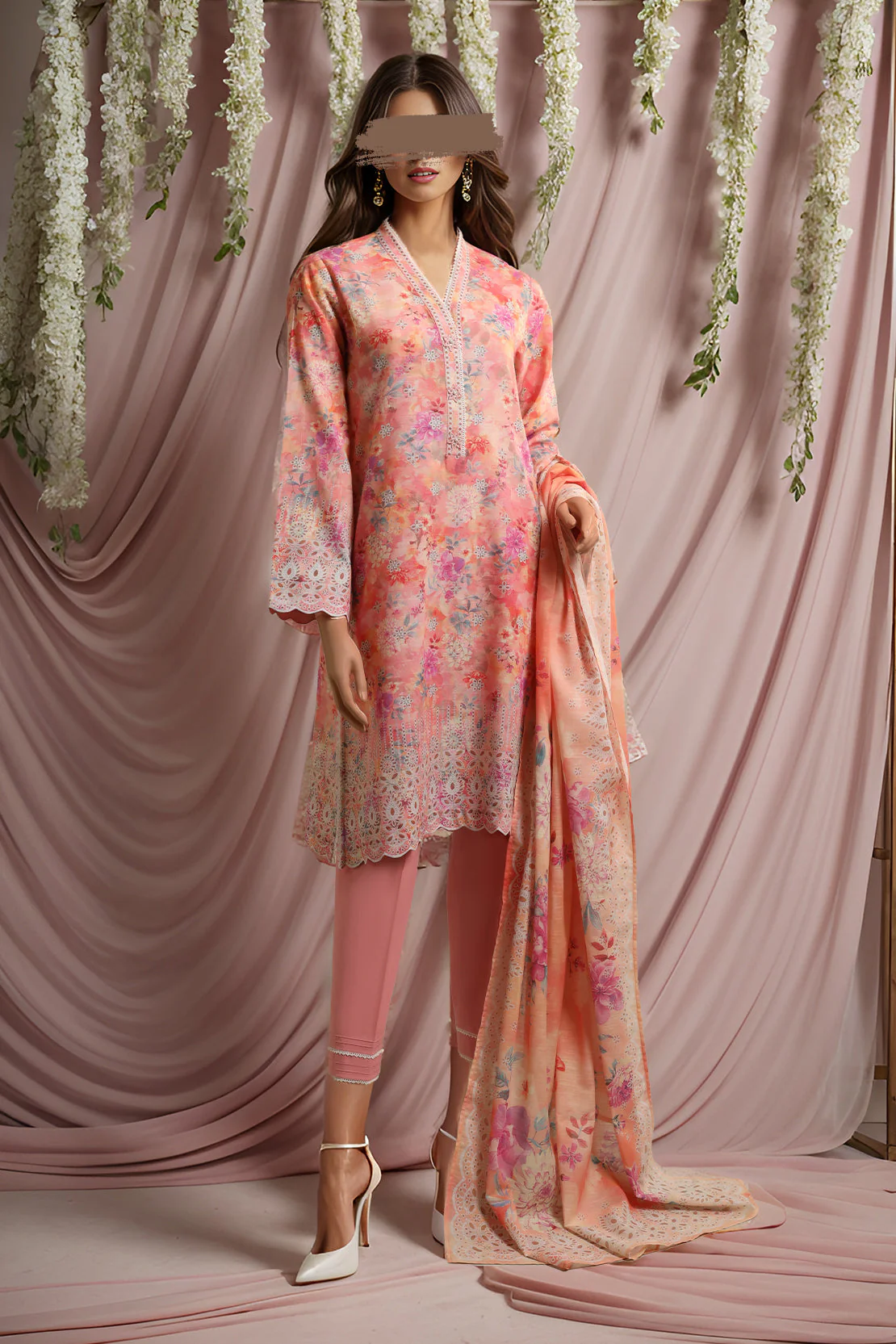 Unstitched Printed Khaddar 2 Piece (Shirt/Dupatta) - Image 2