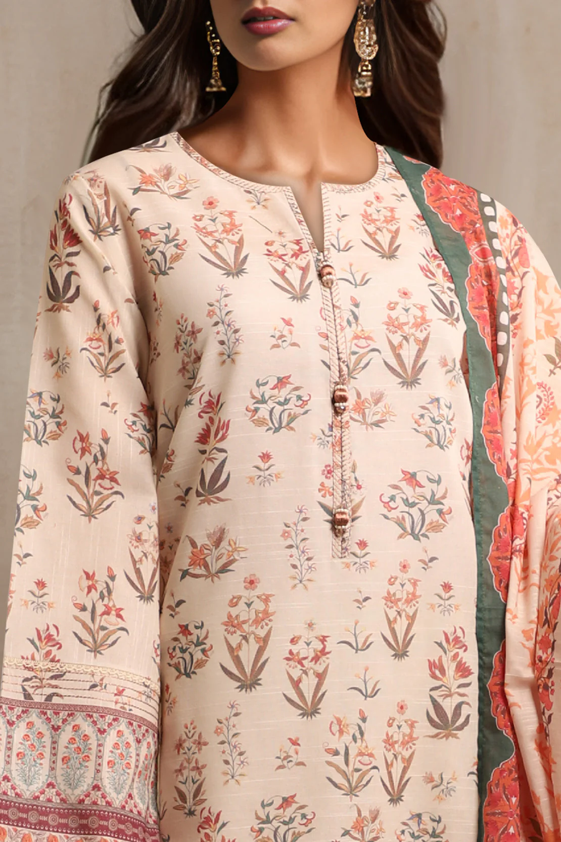 Unstitched Printed Khaddar 2 Piece (Shirt/Dupatta)