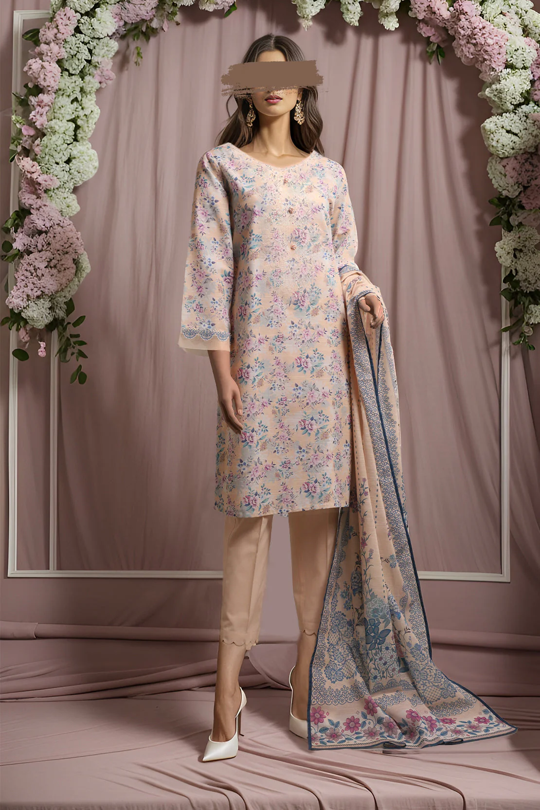 Unstitched Printed Khaddar 2 Piece (Shirt/Trouser)