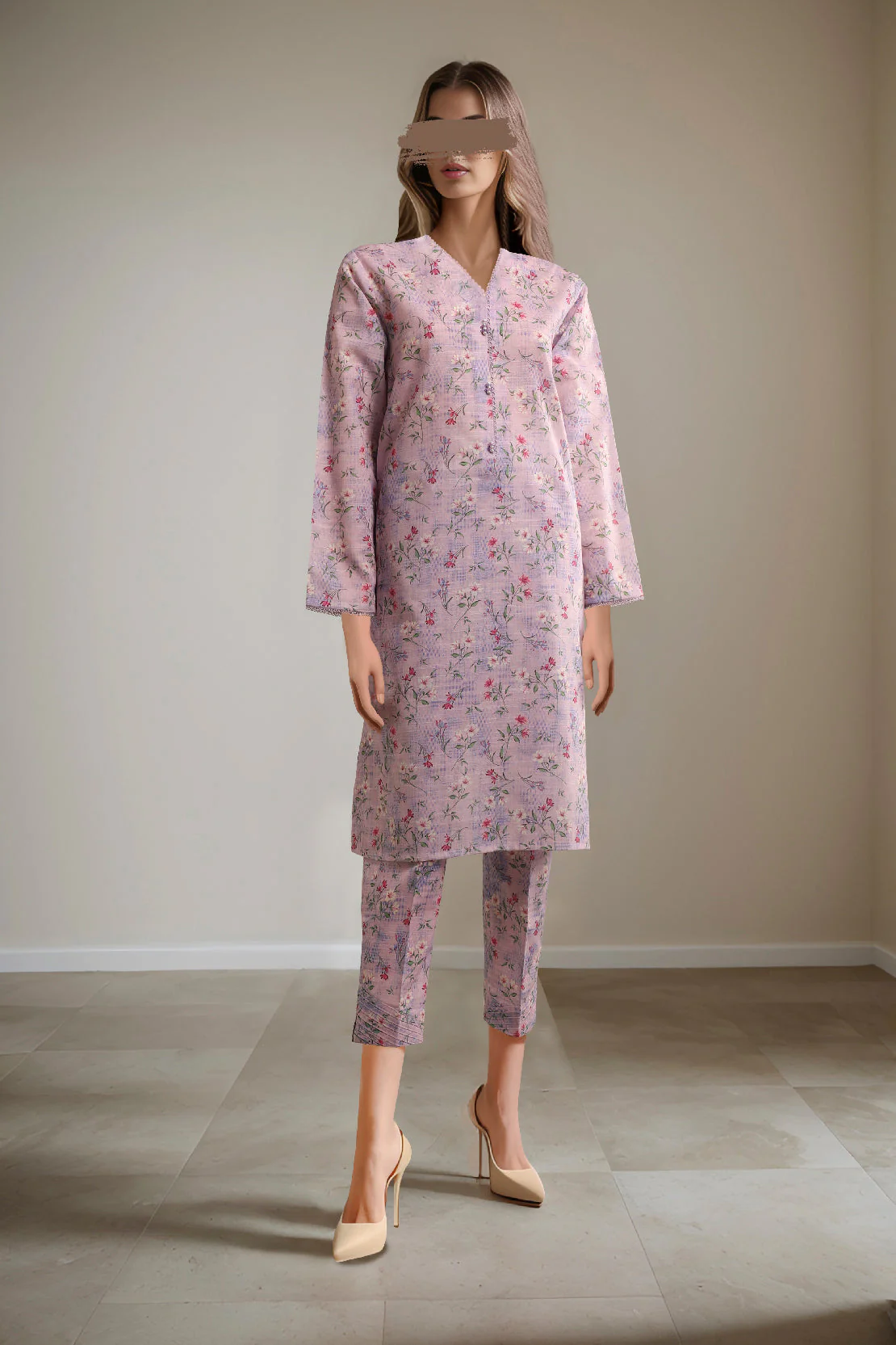 Unstitched Printed Khaddar 2 Piece (Shirt/Trouser) - Image 2