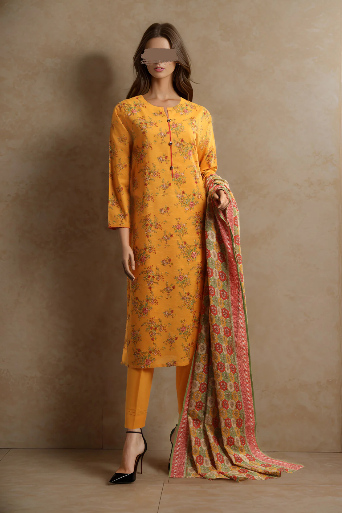 Unstitched Printed Khaddar 2 Piece (Shirt/Trouser)