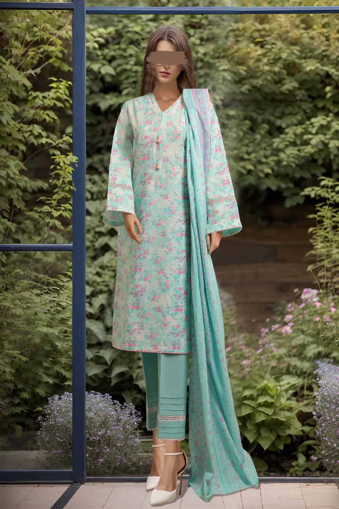 Unstitched Printed Khaddar 2 Piece (Shirt/Trouser) - Image 2