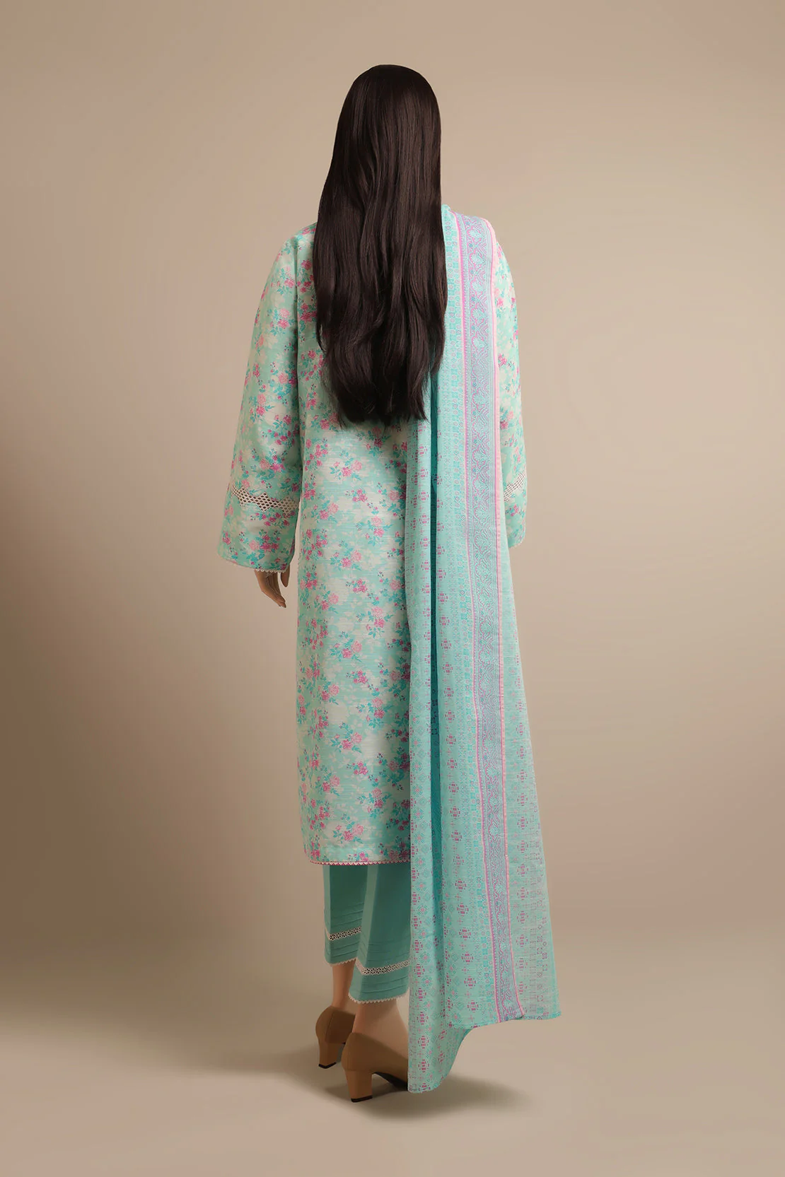 Unstitched Printed Khaddar 2 Piece (Shirt/Trouser) - Image 3