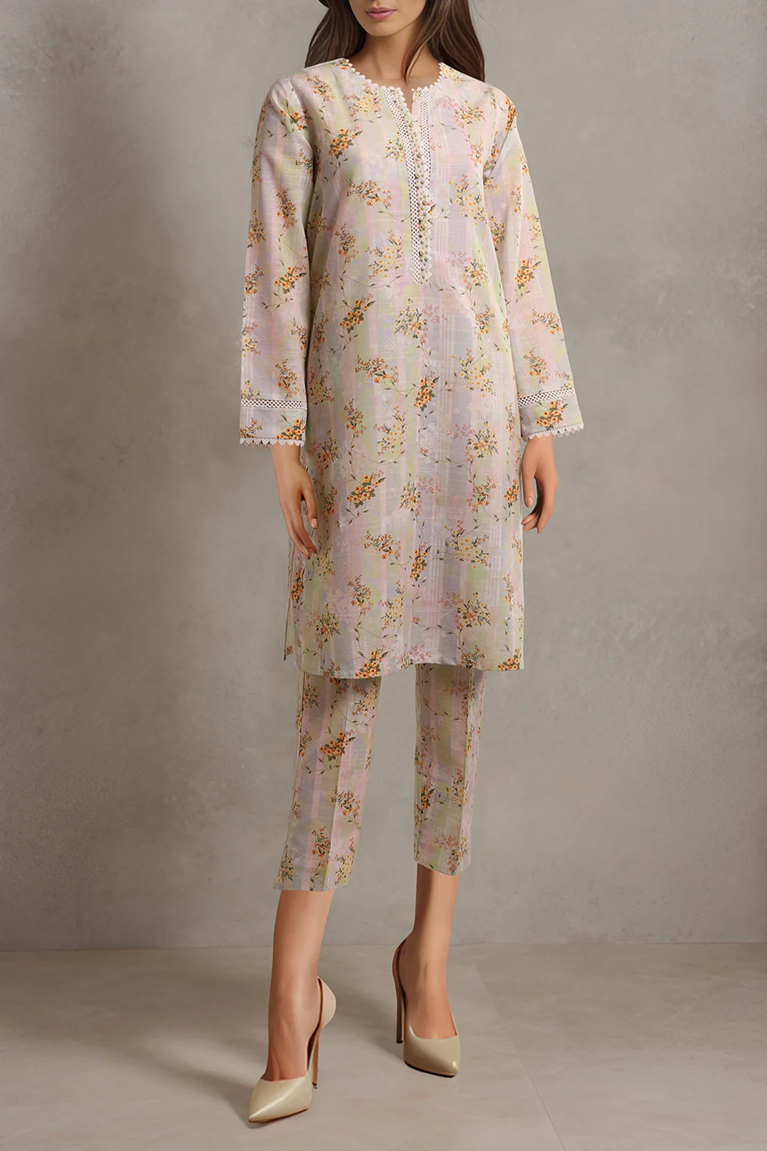 Unstitched Printed Khaddar 2 Piece (Shirt/Trouser) - Image 2