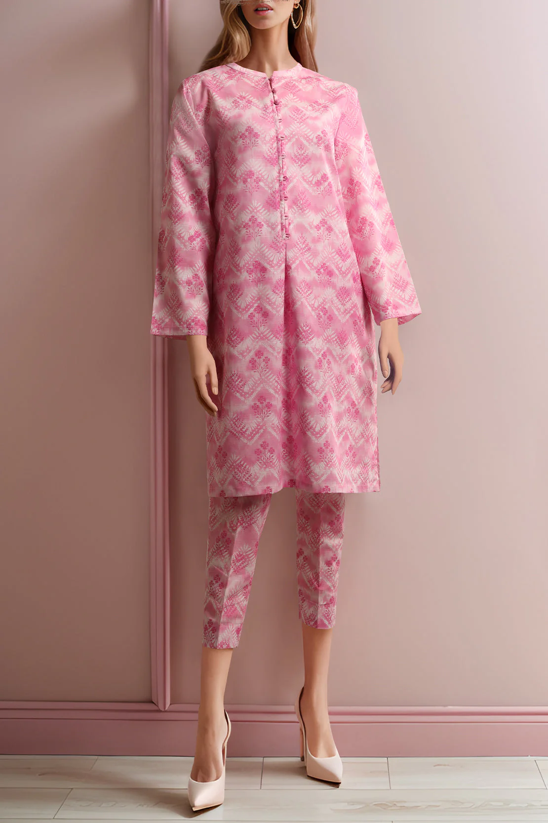 Unstitched Printed Khaddar 2 Piece (Shirt/Trouser) - Image 2