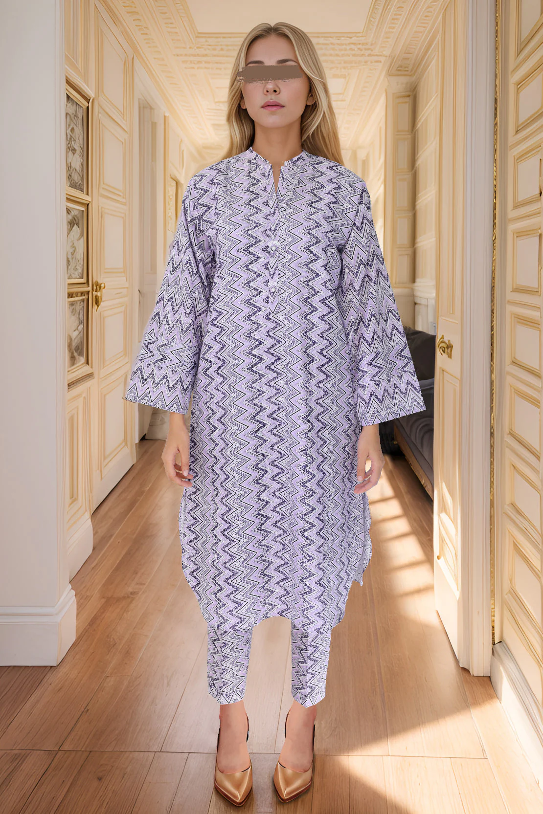 Unstitched Printed Khaddar 2 Piece (Shirt/Trouser)