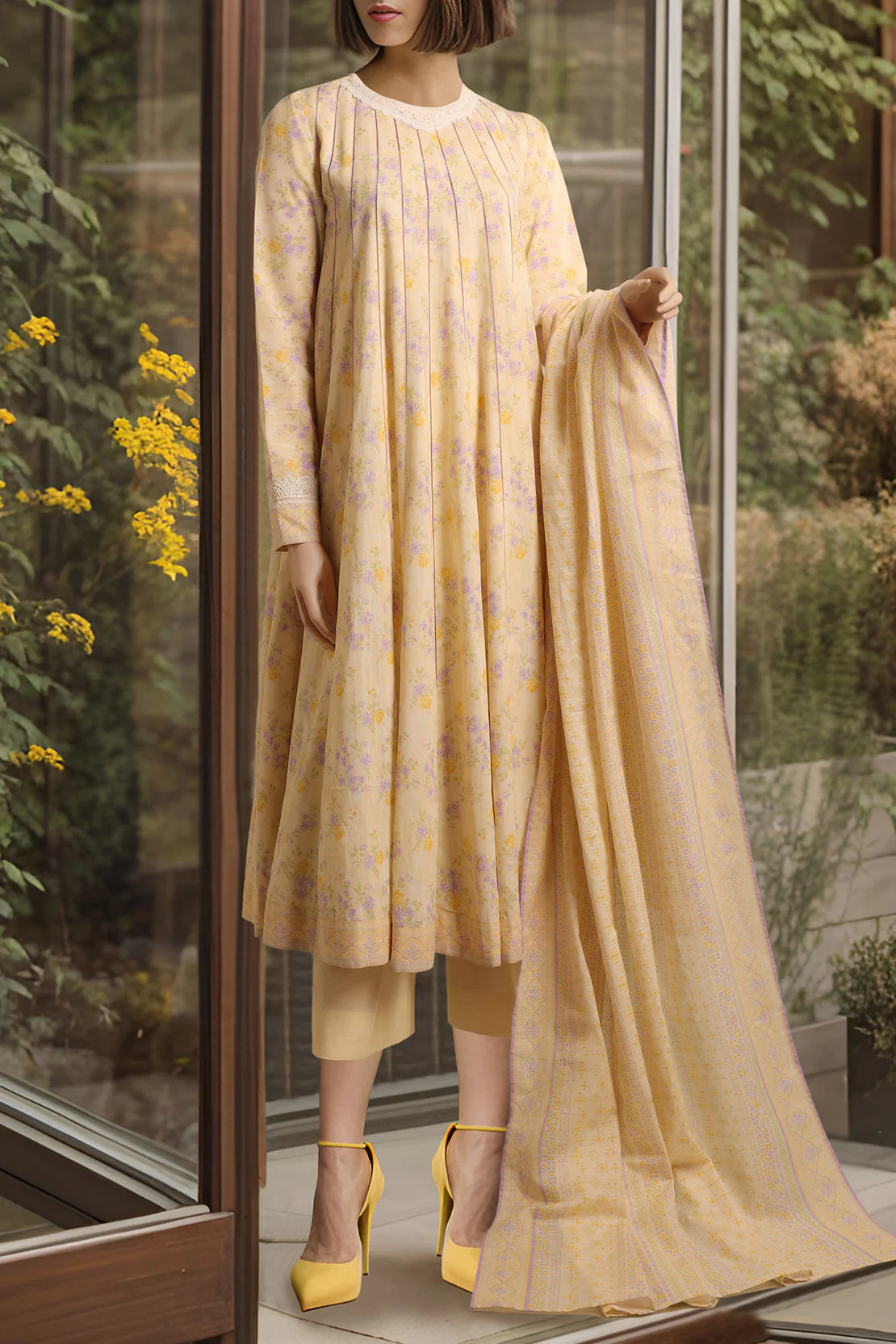 Unstitched Printed Khaddar 2 Piece (Shirt/Trouser) - Image 2