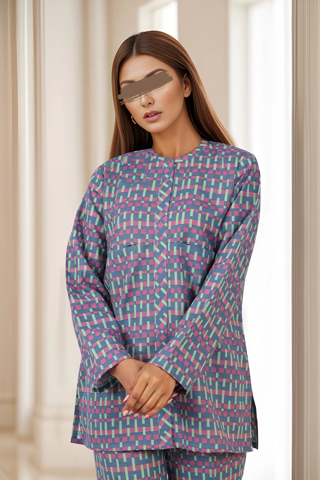 Unstitched Printed Khaddar 2 Piece (Shirt/Trouser) - Image 3