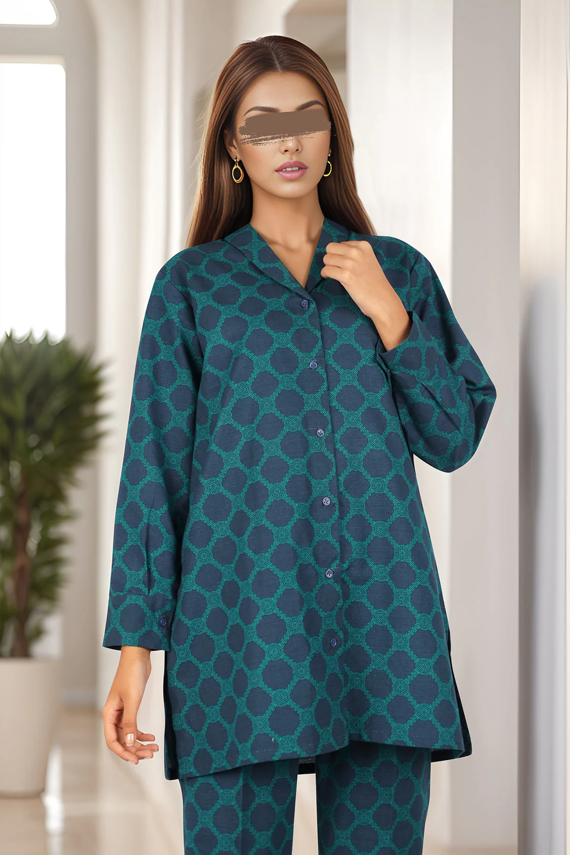 Unstitched Printed Khaddar 2 Piece (Shirt/Trouser) - Image 3