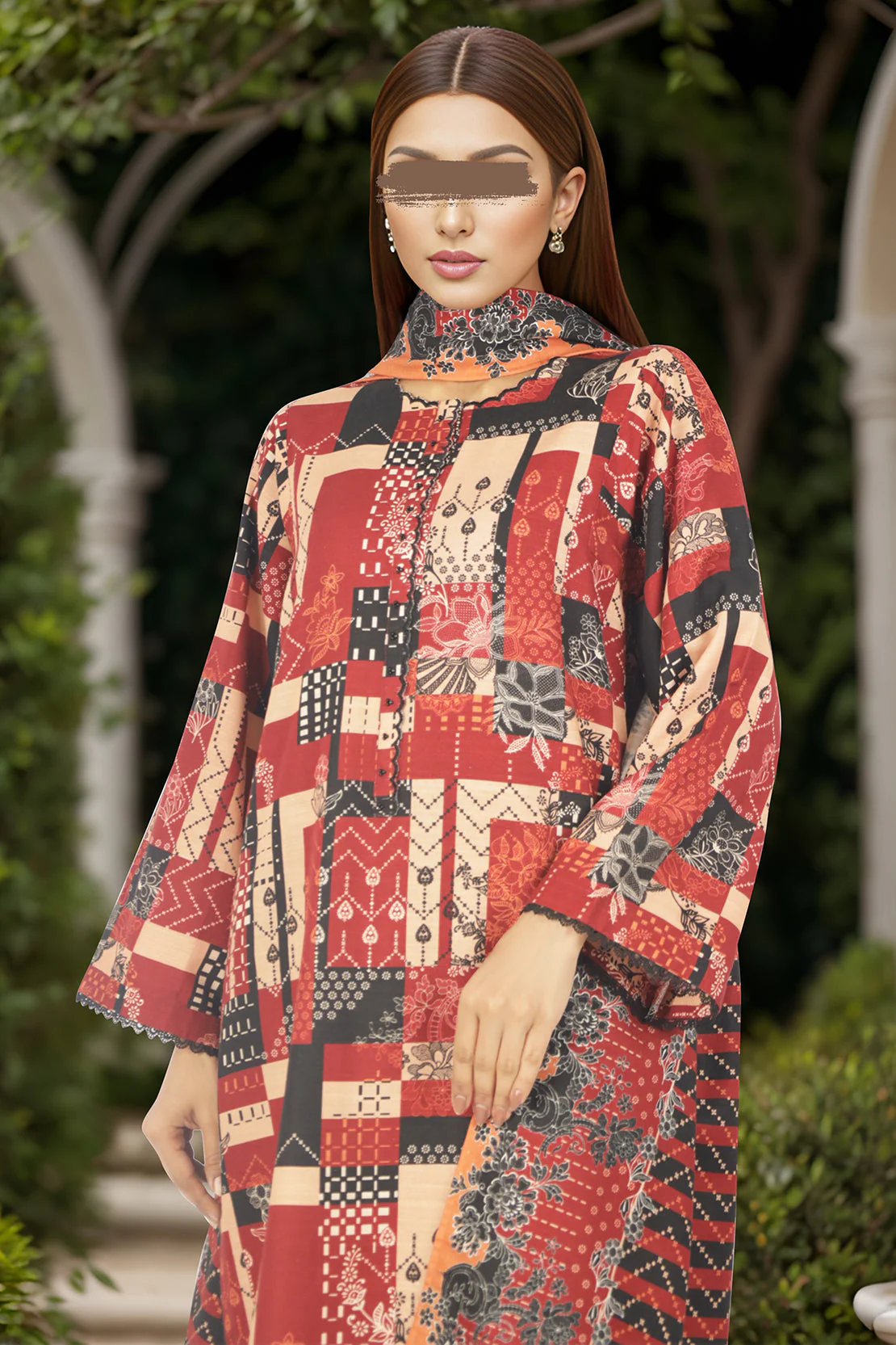 Unstitched Printed Khaddar 3 Piece - Image 2