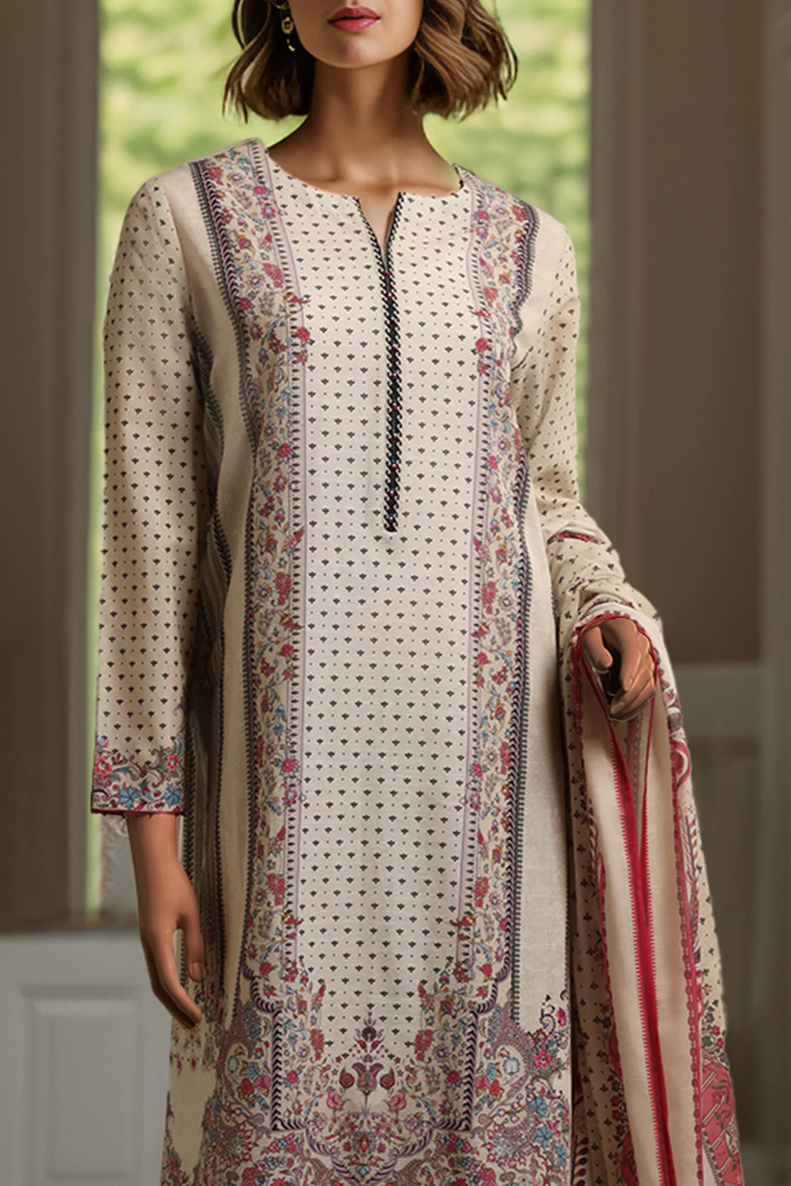 Unstitched Printed Khaddar Shirt