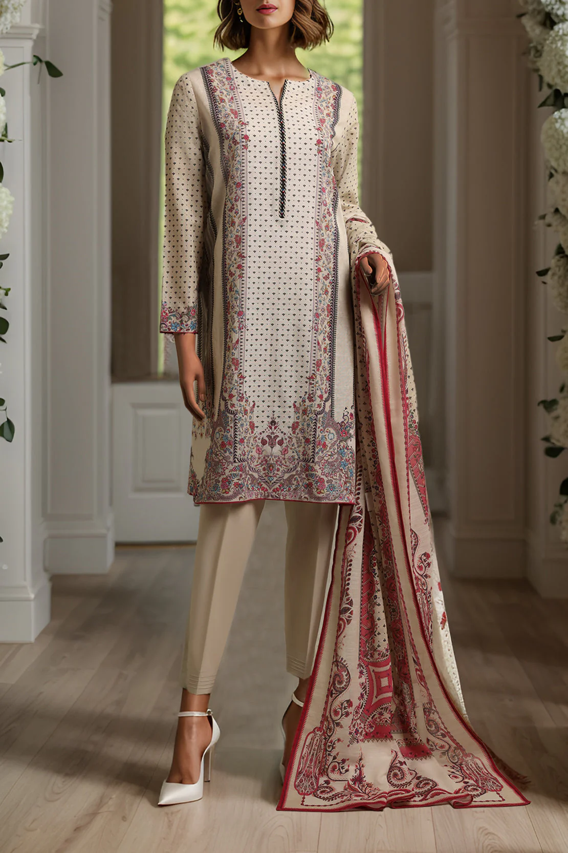 Unstitched Printed Khaddar Shirt - Image 2