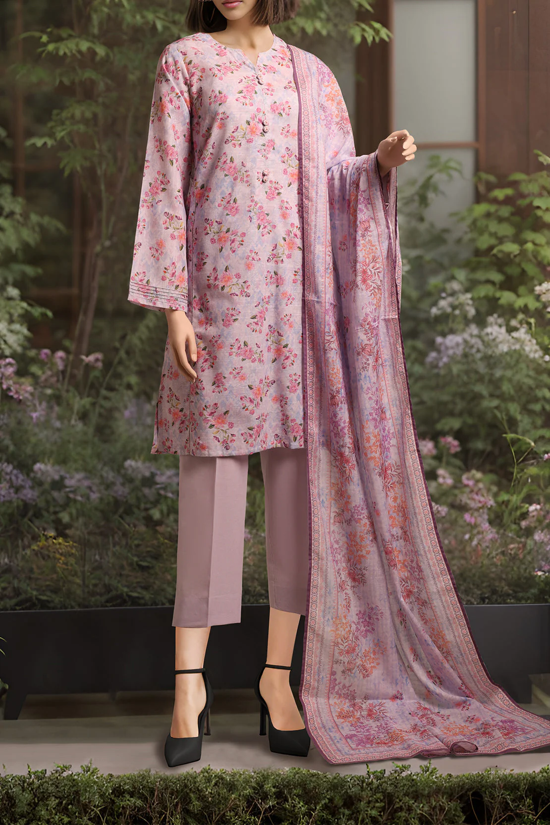 Unstitched Printed Khaddar Shirt - Image 2