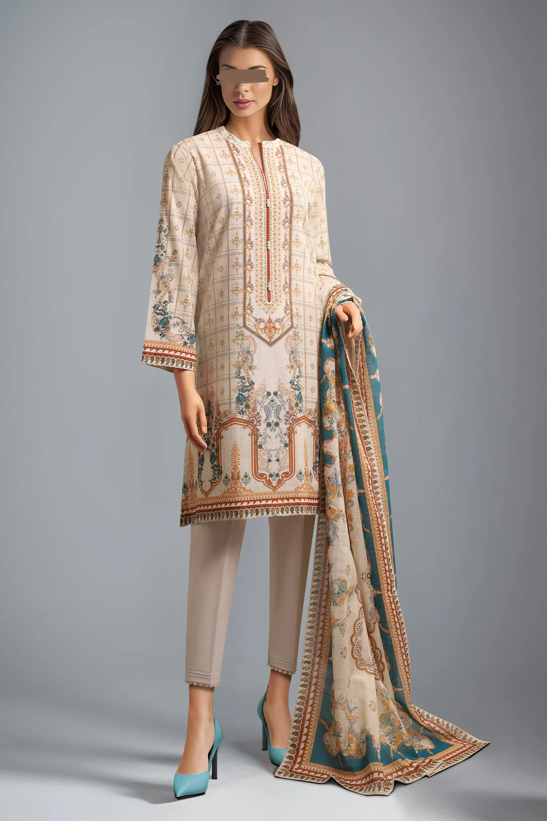 Unstitched Printed Khaddar Shirt - Image 2