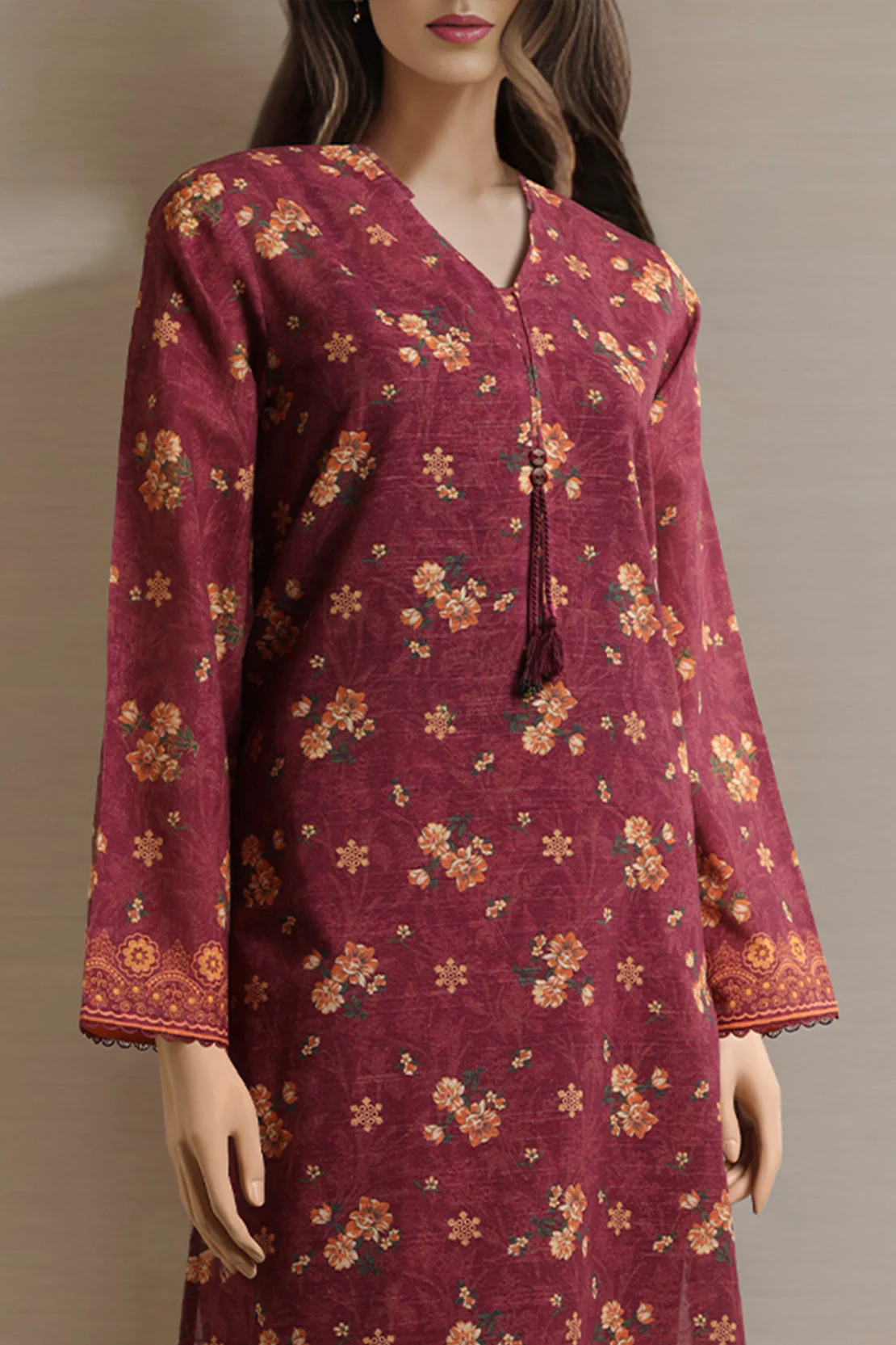 Unstitched Printed Khaddar Shirt - Image 2
