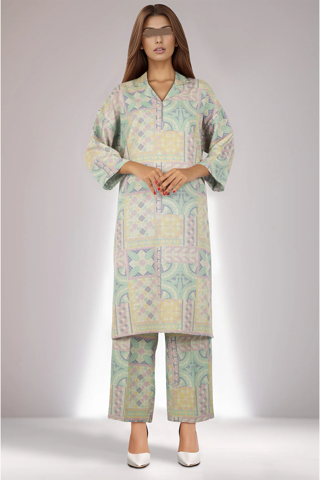 Unstitched Printed Khaddar Viscose 2 Piece (Shirt/Trouser) - Image 2
