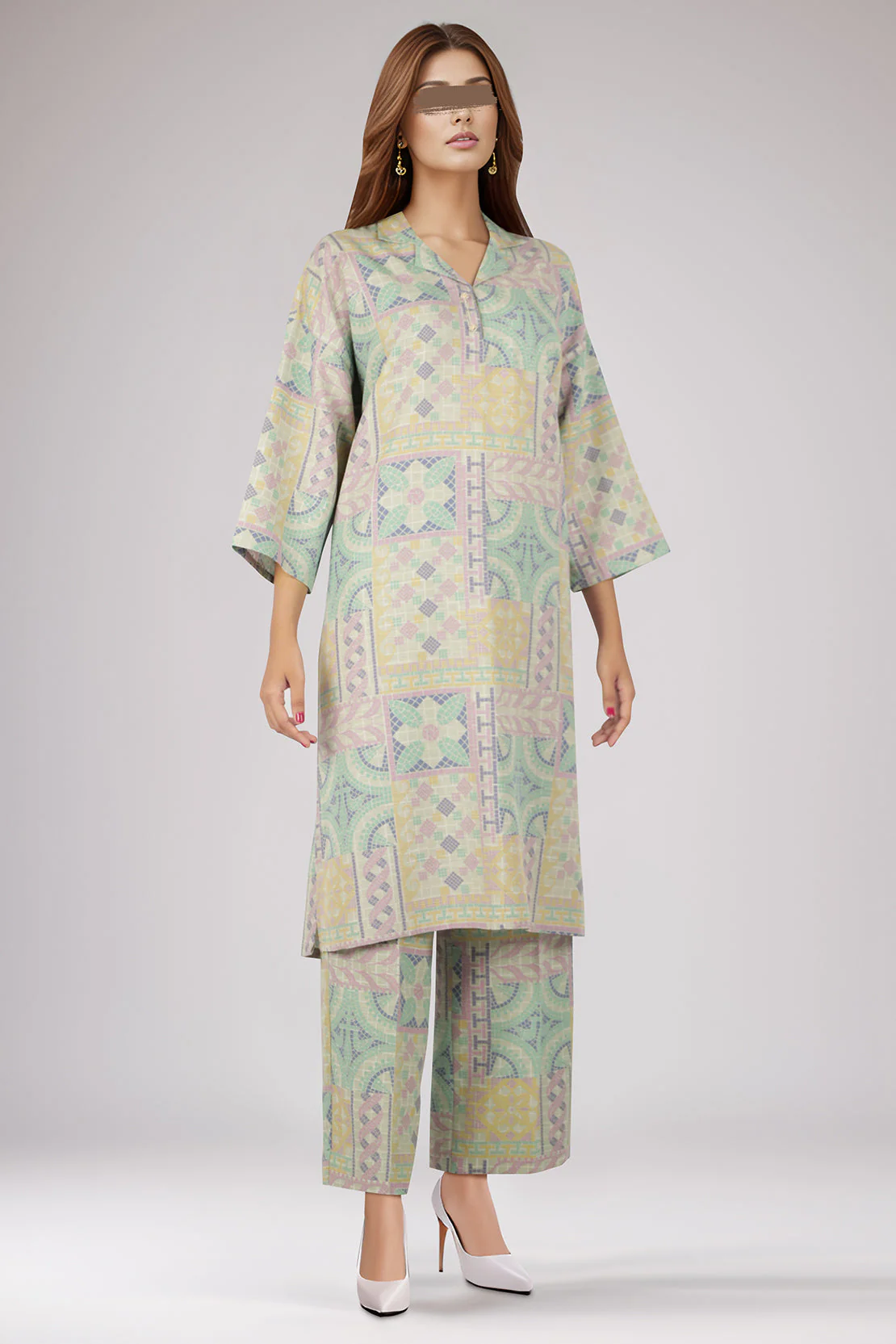 Unstitched Printed Khaddar Viscose 2 Piece (Shirt/Trouser) - Image 3