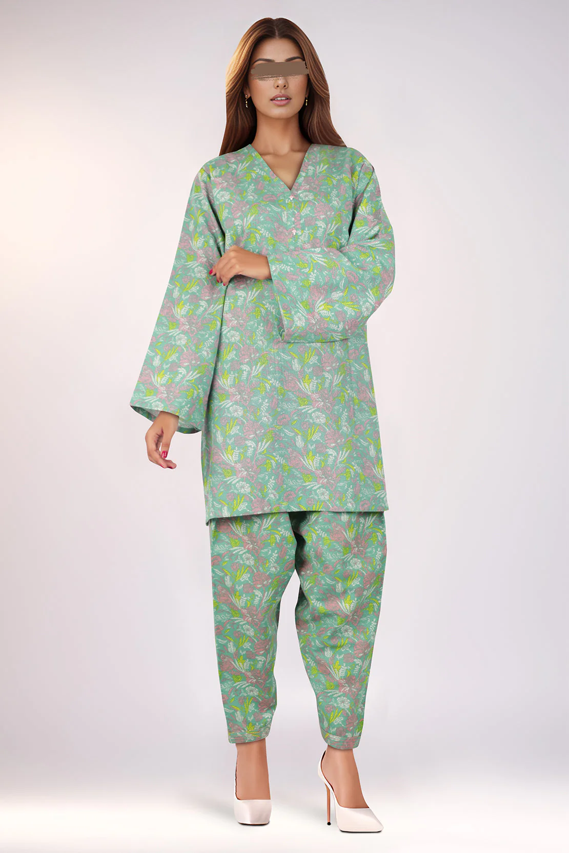 Unstitched Printed Khaddar Viscose 2 Piece (Shirt/Trouser) - Image 2