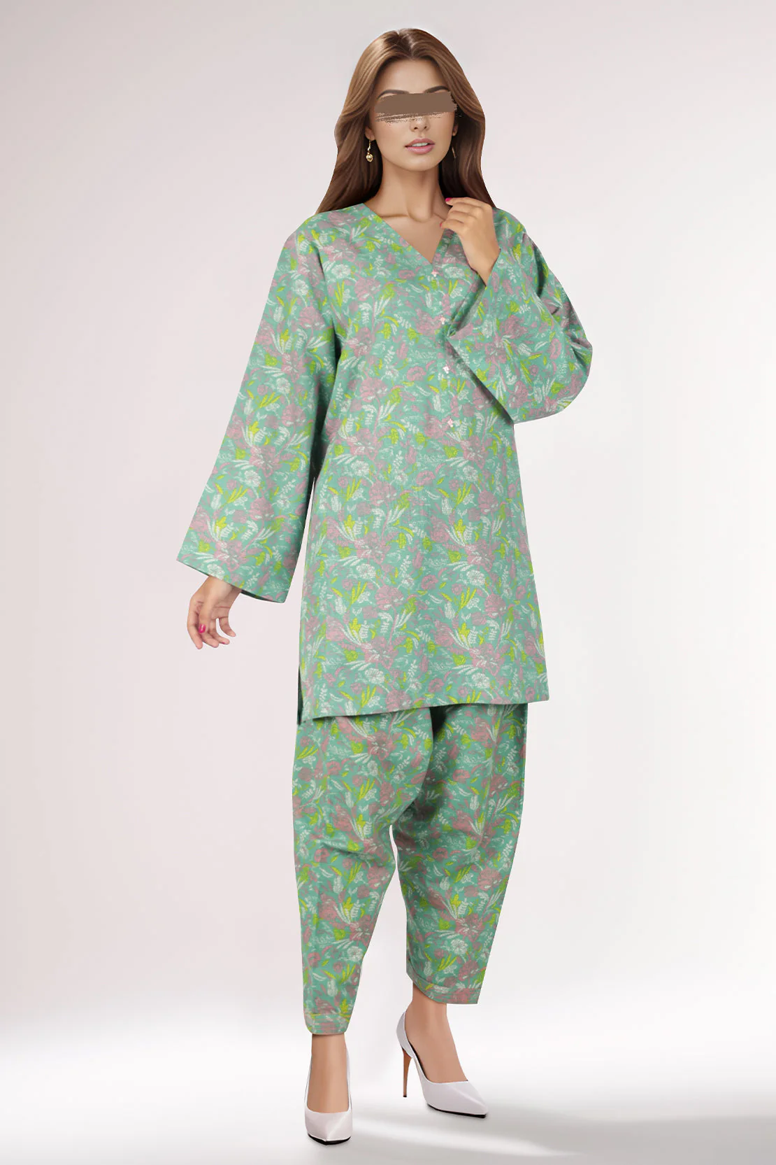 Unstitched Printed Khaddar Viscose 2 Piece (Shirt/Trouser) - Image 3