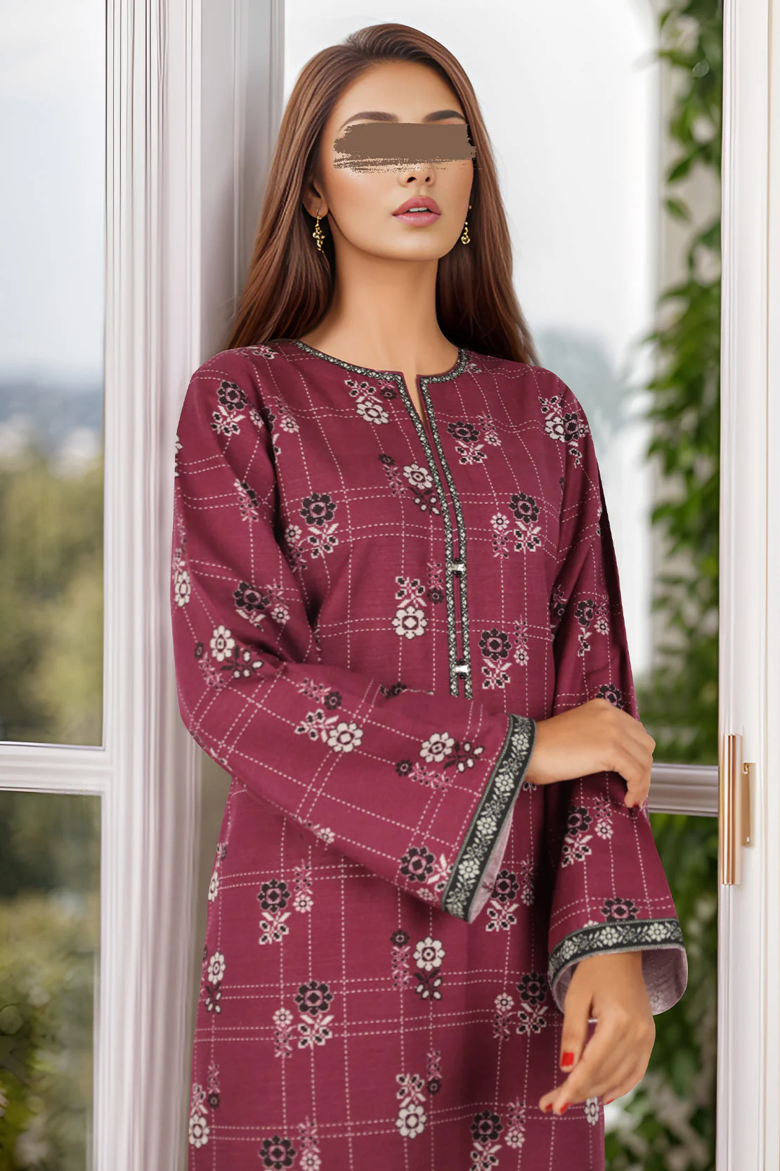 Unstitched Printed Khaddar Viscose 2 Piece (Shirt/Trouser) - Image 3
