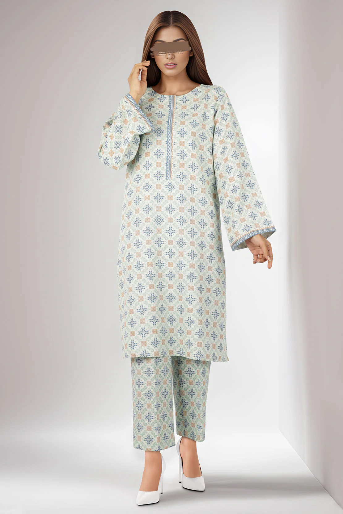 Unstitched Printed Khaddar Viscose 2 Piece (Shirt/Trouser) - Image 2